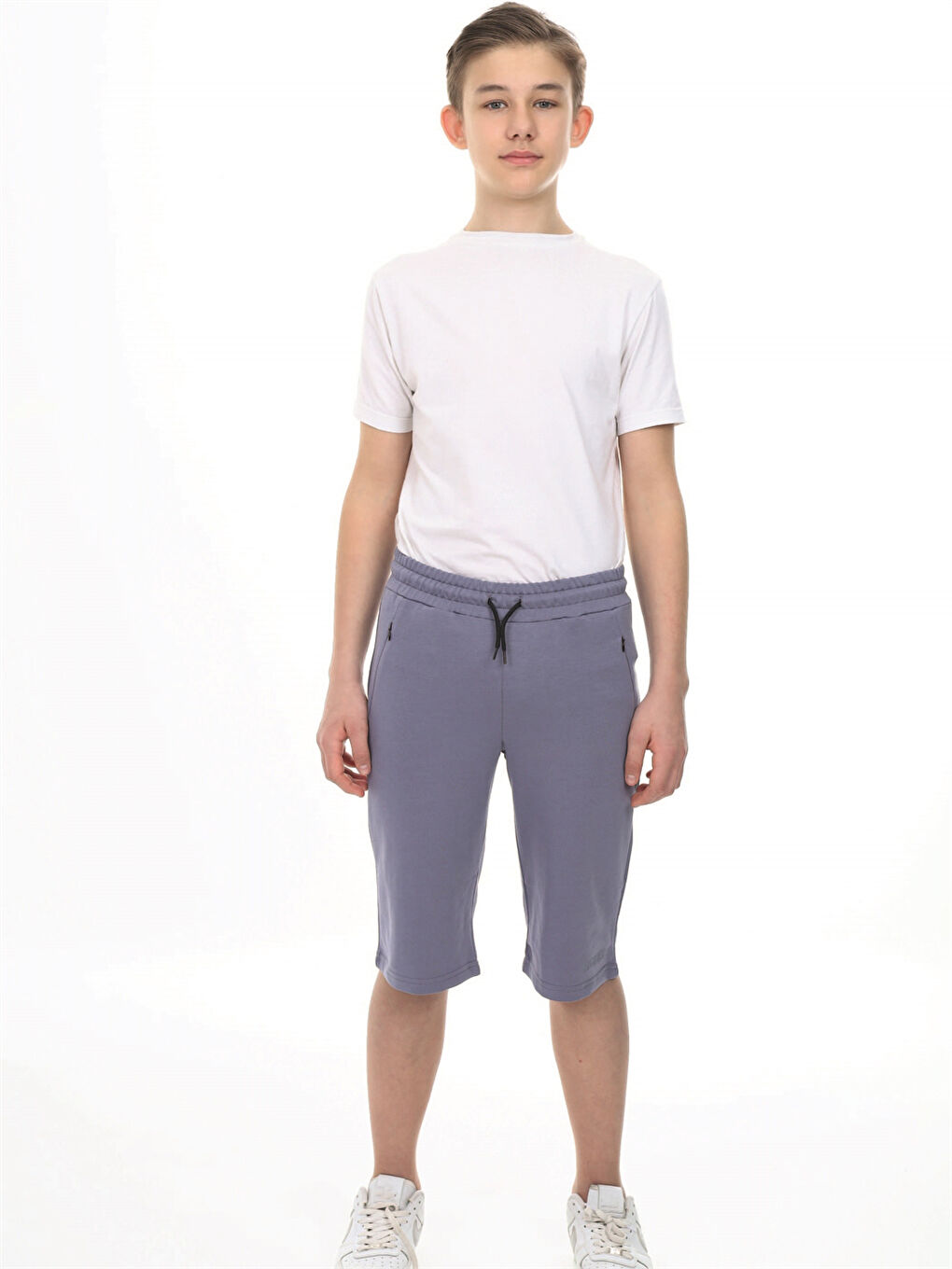 Gri Beli Lastikli Baskılı Erkek Çocuk Kapri