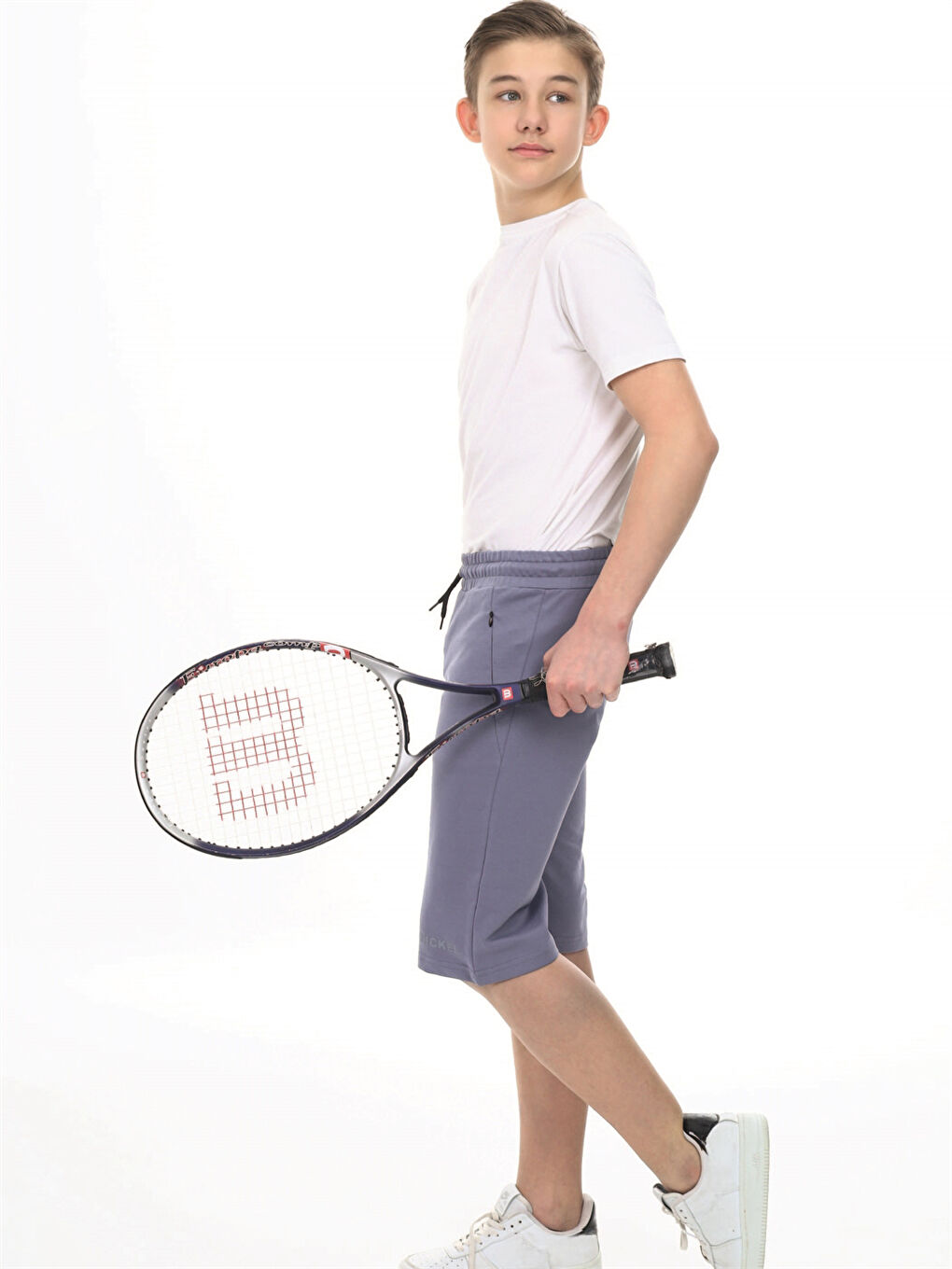 Gri Beli Lastikli Baskılı Erkek Çocuk Kapri-2