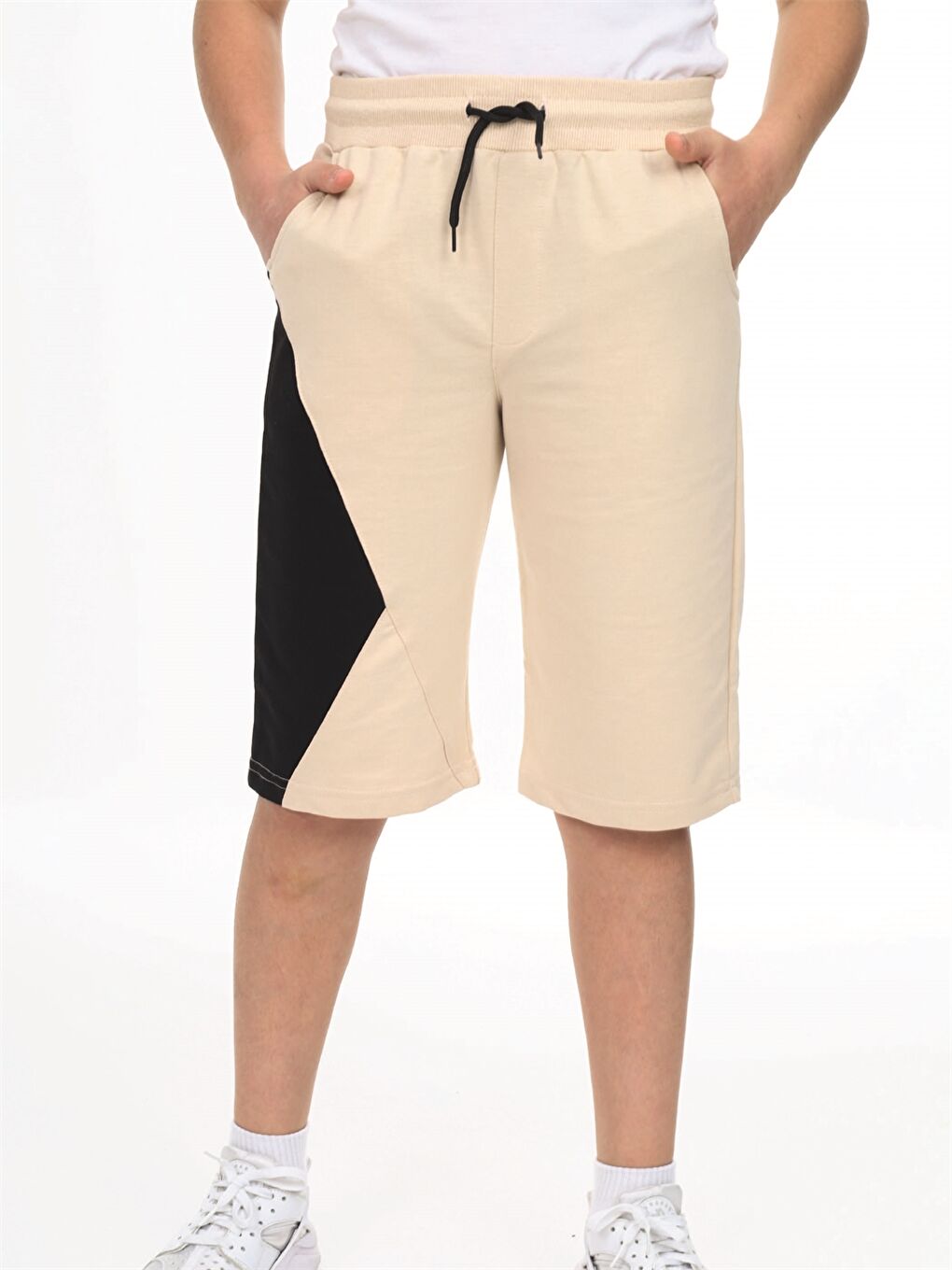 Bej Beli Lastikli Önü Garnili Erkek Çocuk Kapri-2