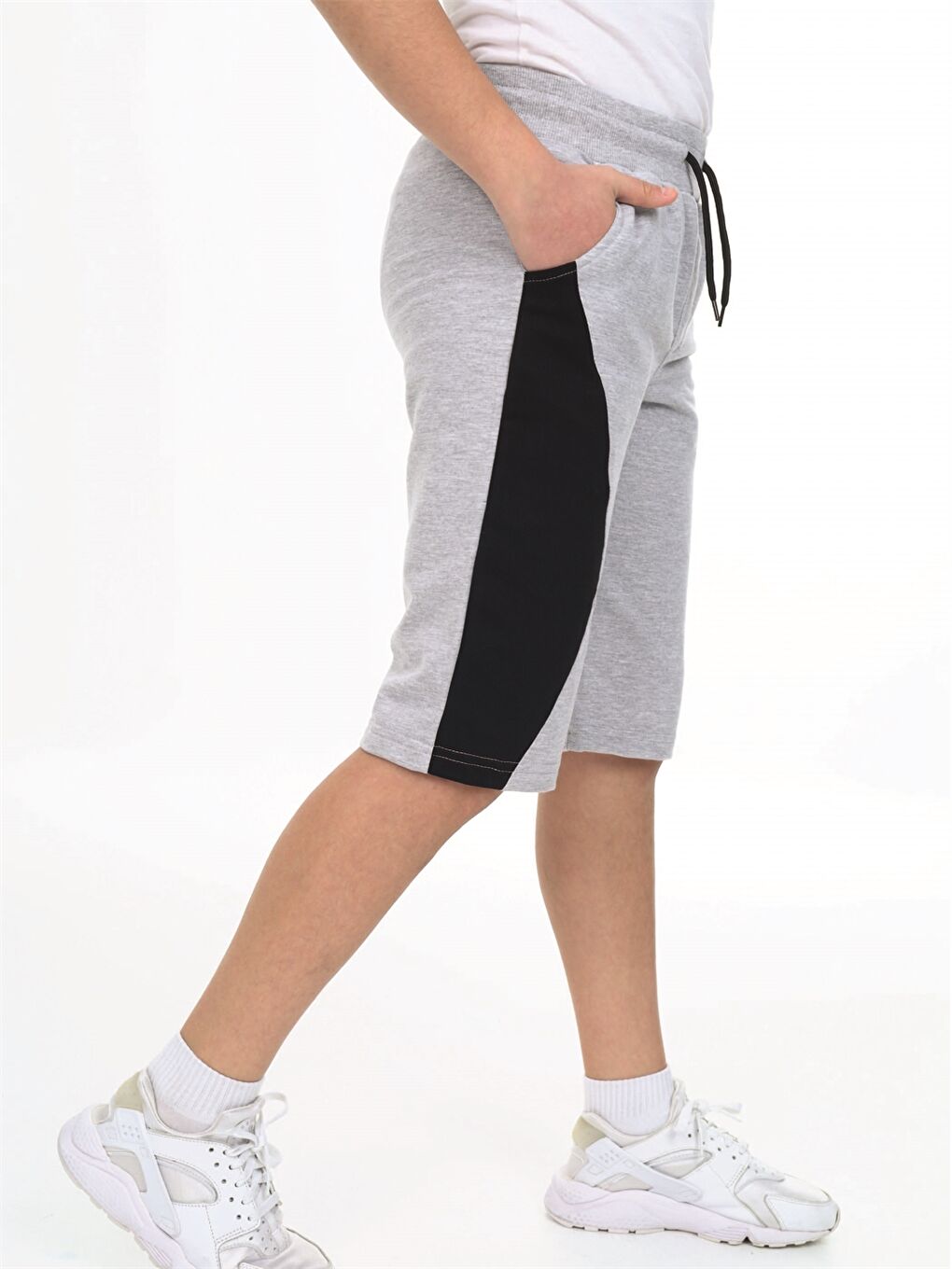 Gri Beli Lastikli Önü Garnili Erkek Çocuk Kapri-3