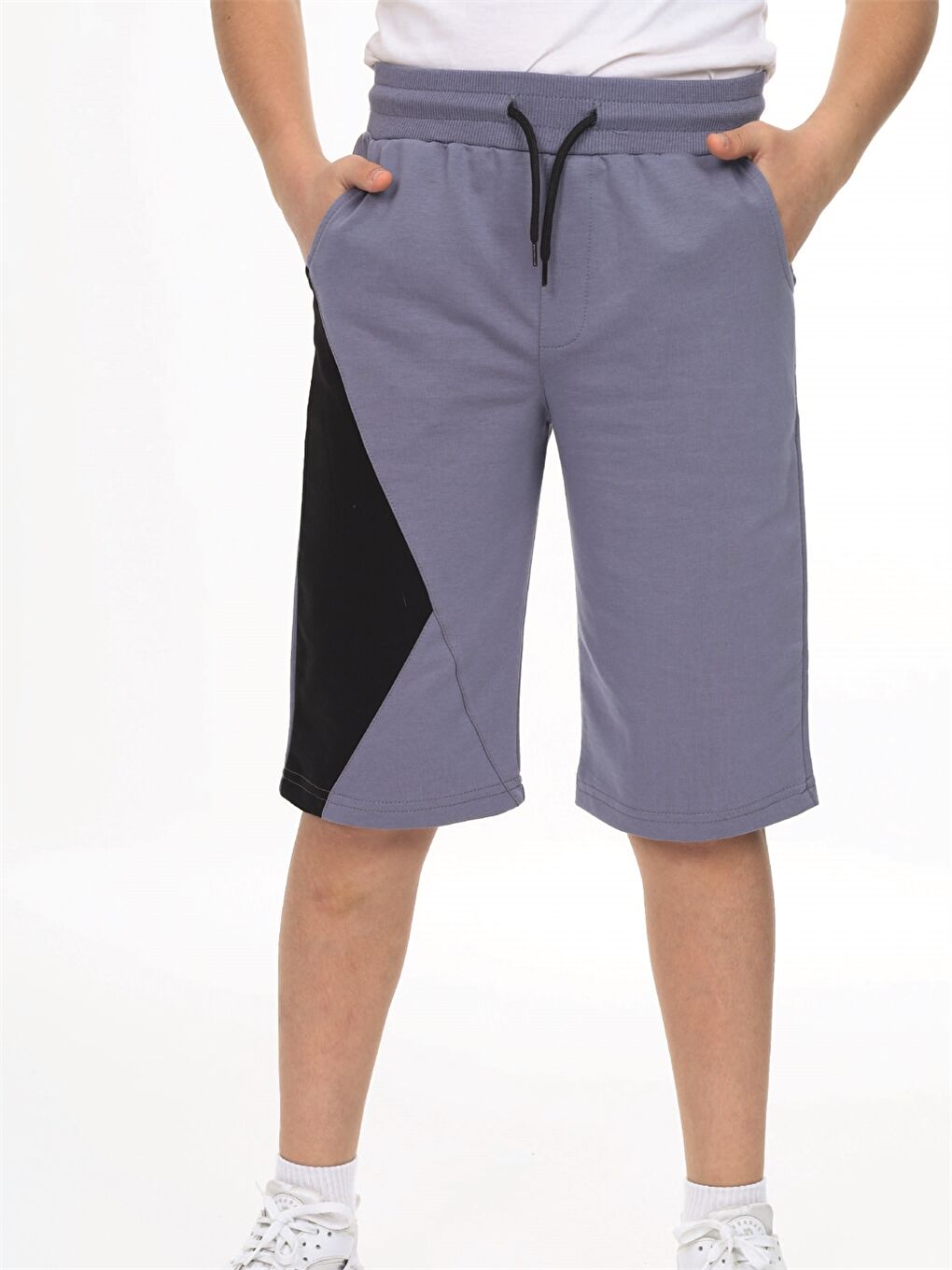 Gri Beli Lastikli Önü Garnili Erkek Çocuk Kapri-1