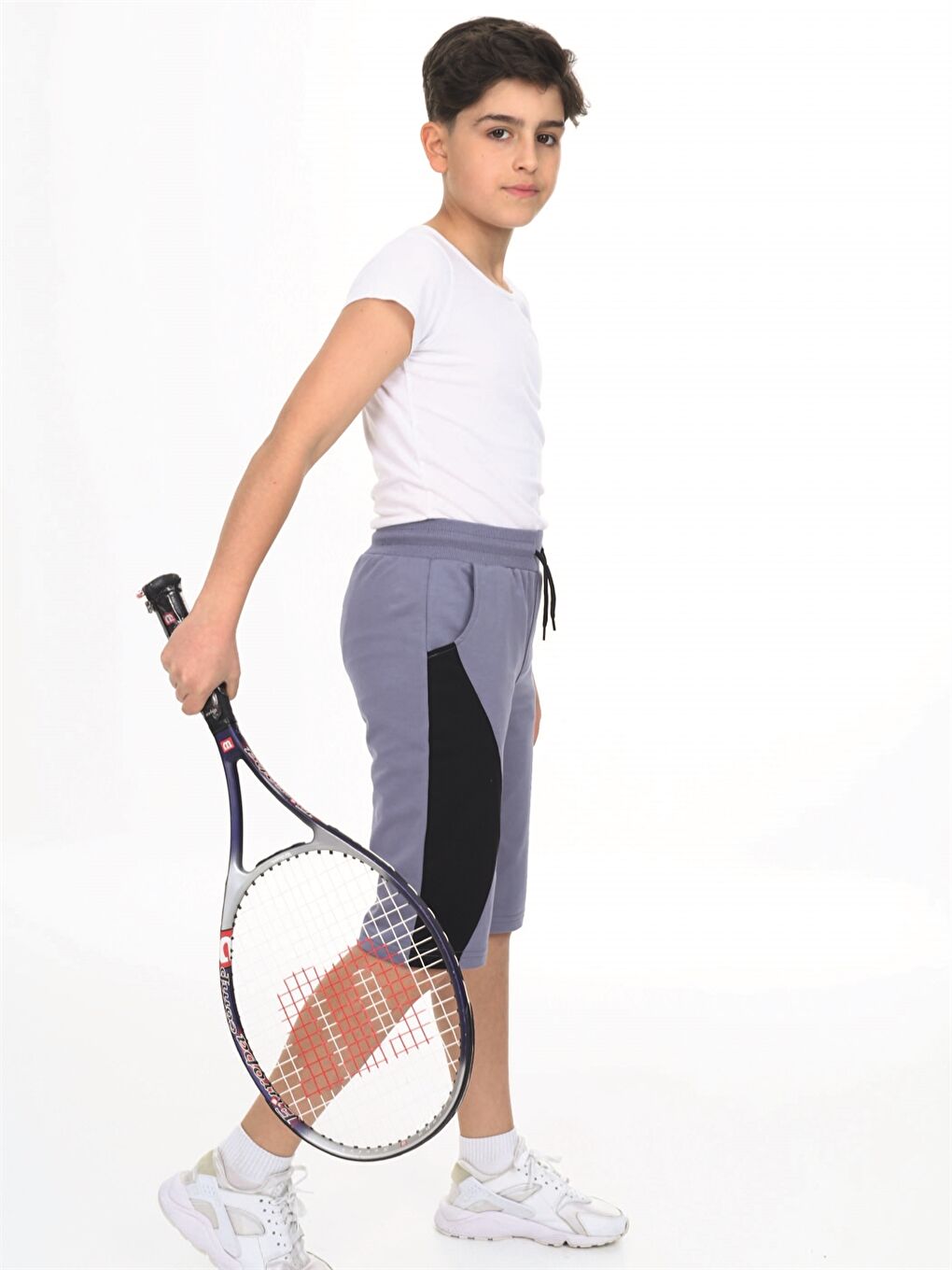 Gri Beli Lastikli Önü Garnili Erkek Çocuk Kapri-2