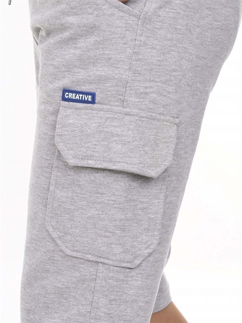 Gri Beli Lastikli Baskılı Erkek Çocuk Kapri-2