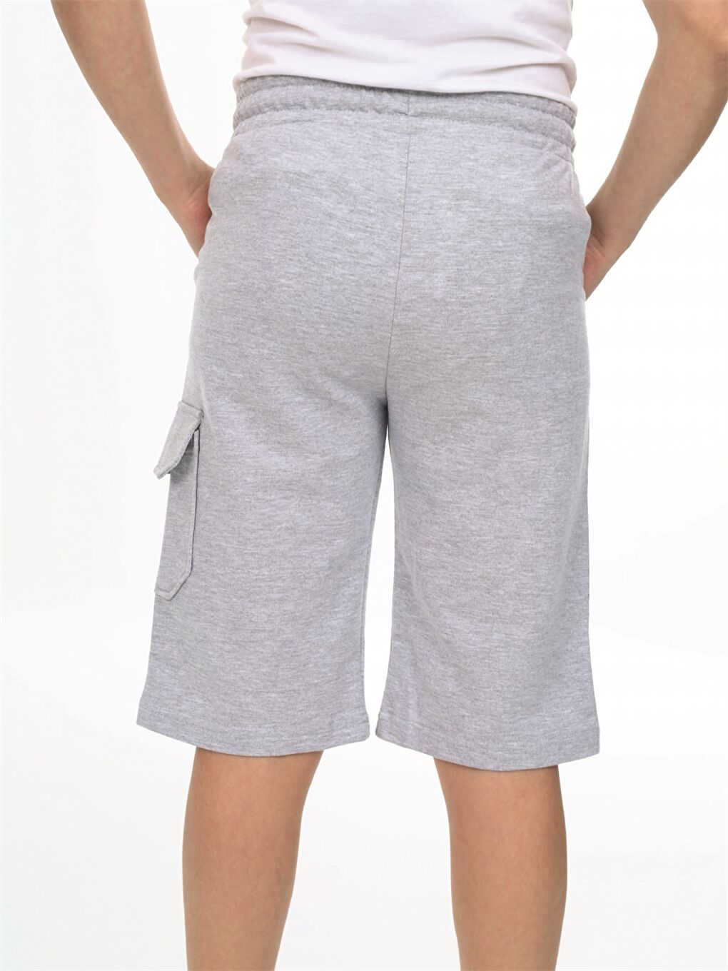 Gri Beli Lastikli Baskılı Erkek Çocuk Kapri-4