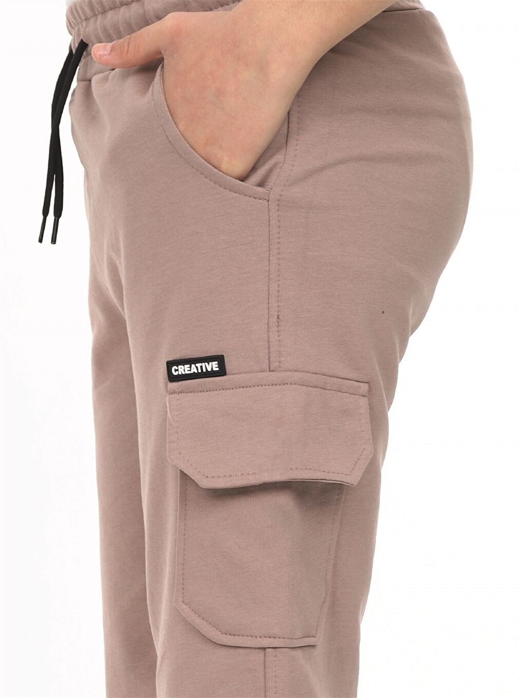 Bej Beli Lastikli Baskılı Erkek Çocuk Kapri-2