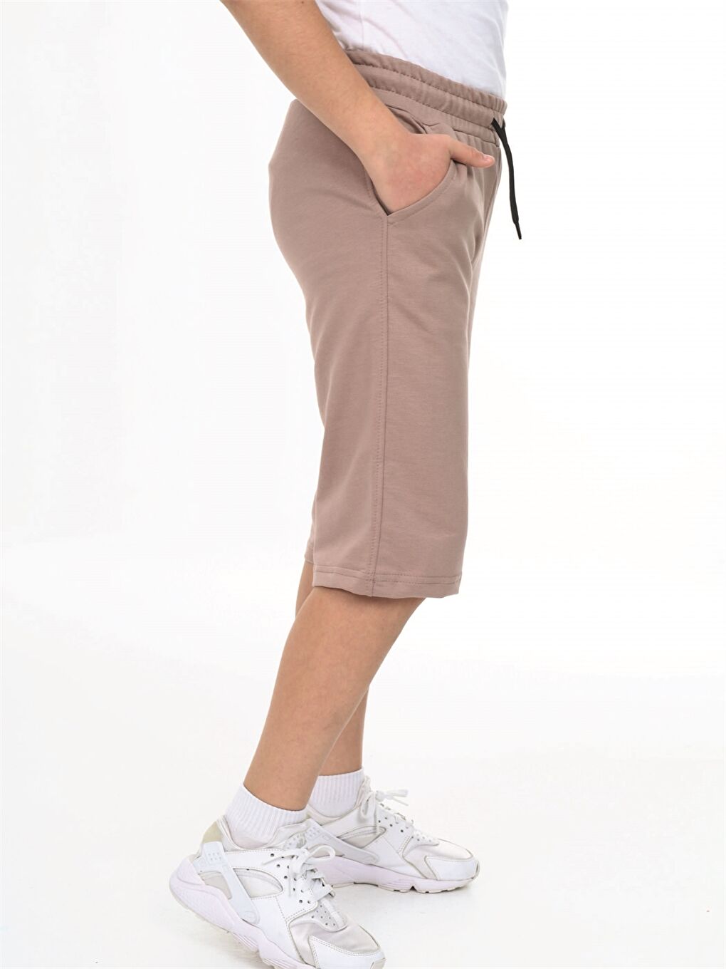 Bej Beli Lastikli Baskılı Erkek Çocuk Kapri-3