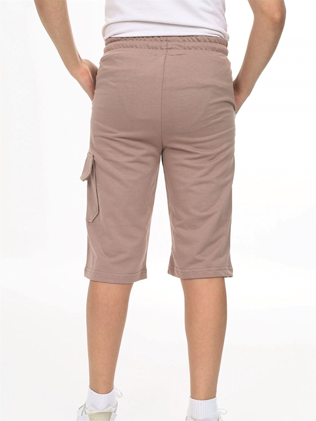 Bej Beli Lastikli Baskılı Erkek Çocuk Kapri-4