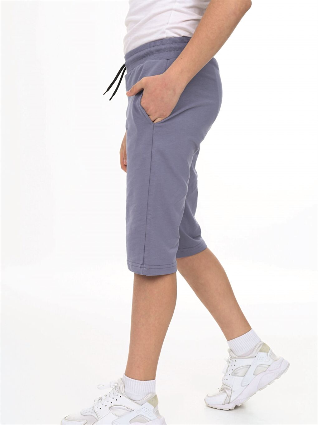 Gri Beli Lastikli Baskılı Erkek Çocuk Kapri-2