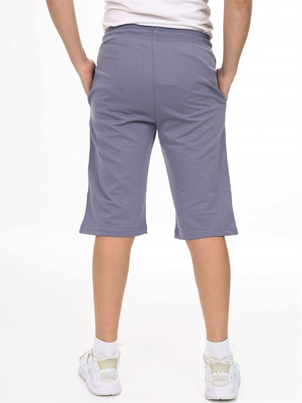 Gri Beli Lastikli Baskılı Erkek Çocuk Kapri-4