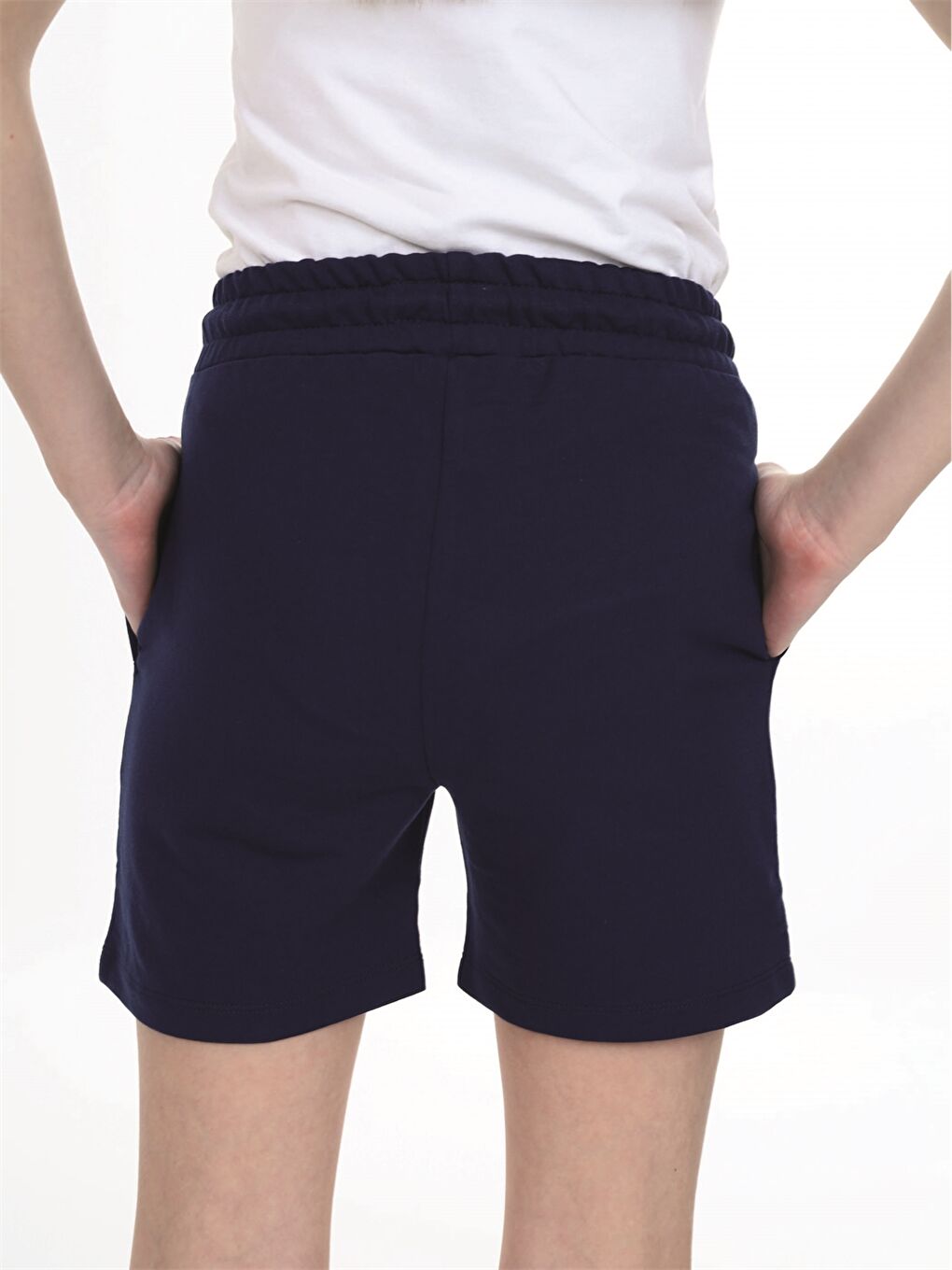 Lacivert Beli Lastikli Baskılı Kız Çocuk Şort-3