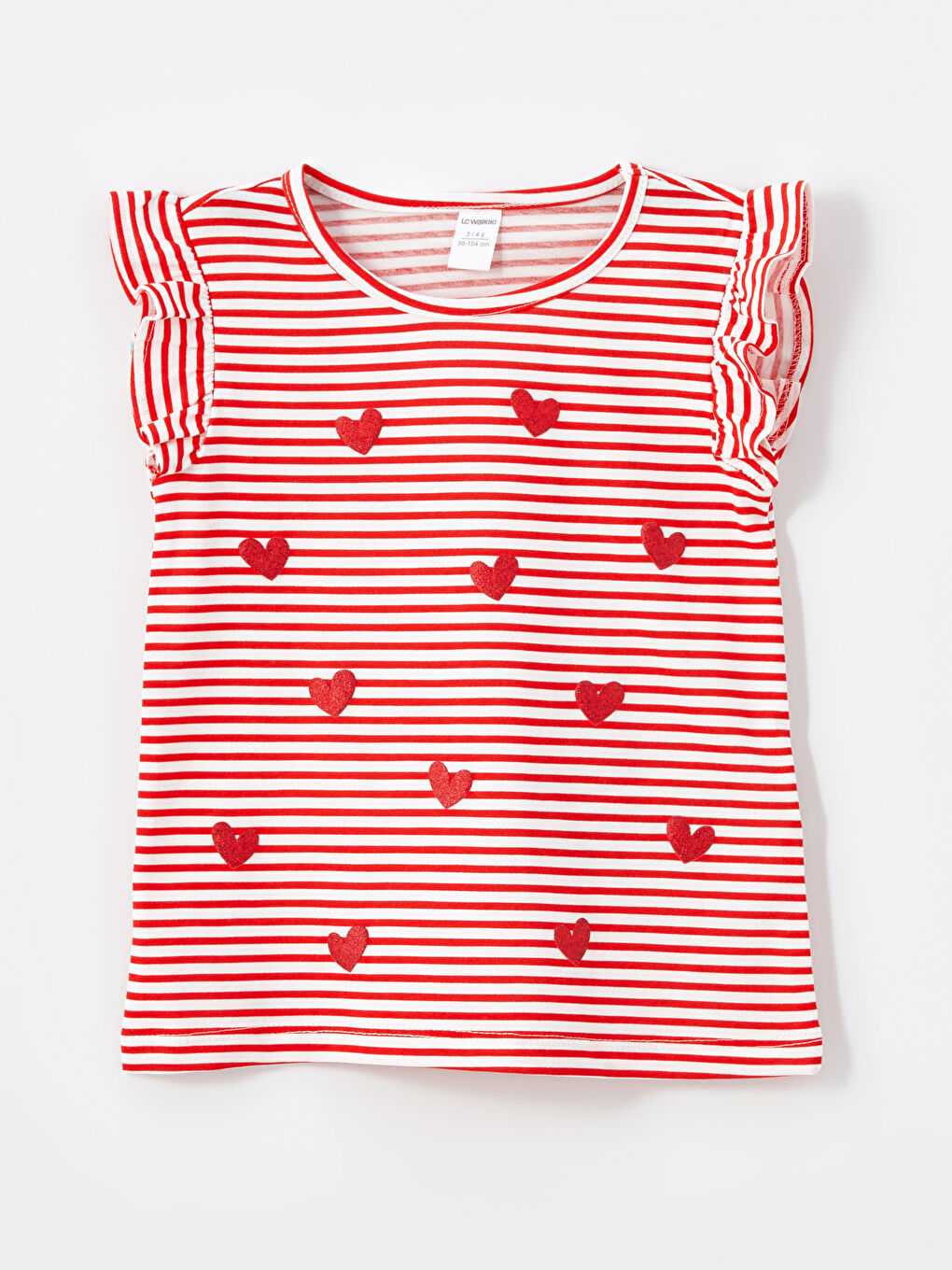 Kırmızı Bisiklet Yaka Kısa Kollu Baskılı Kız Çocuk Tişört