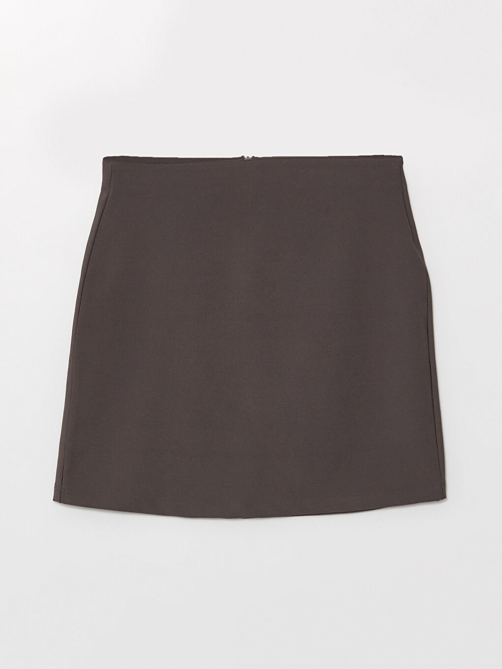 Antrasit Kadın Beli Fermuarlı Düz Etek-5