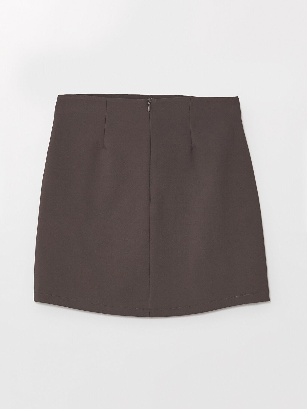 Antrasit Kadın Beli Fermuarlı Düz Etek-6