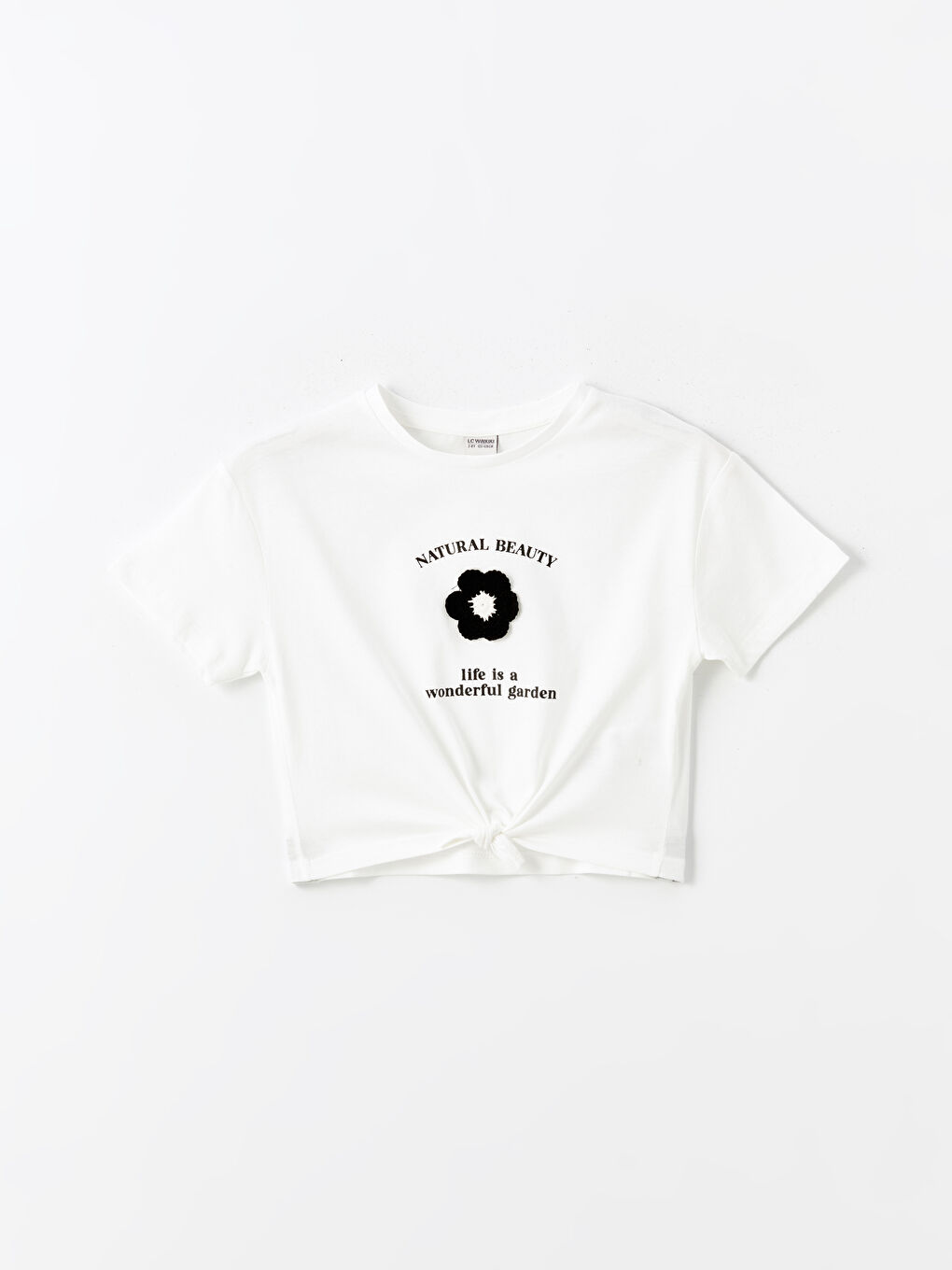 Poncho Crew Neck Printed Short Sleeve Girls' Crop T-Shirt -S4NQ29Z4-R9J