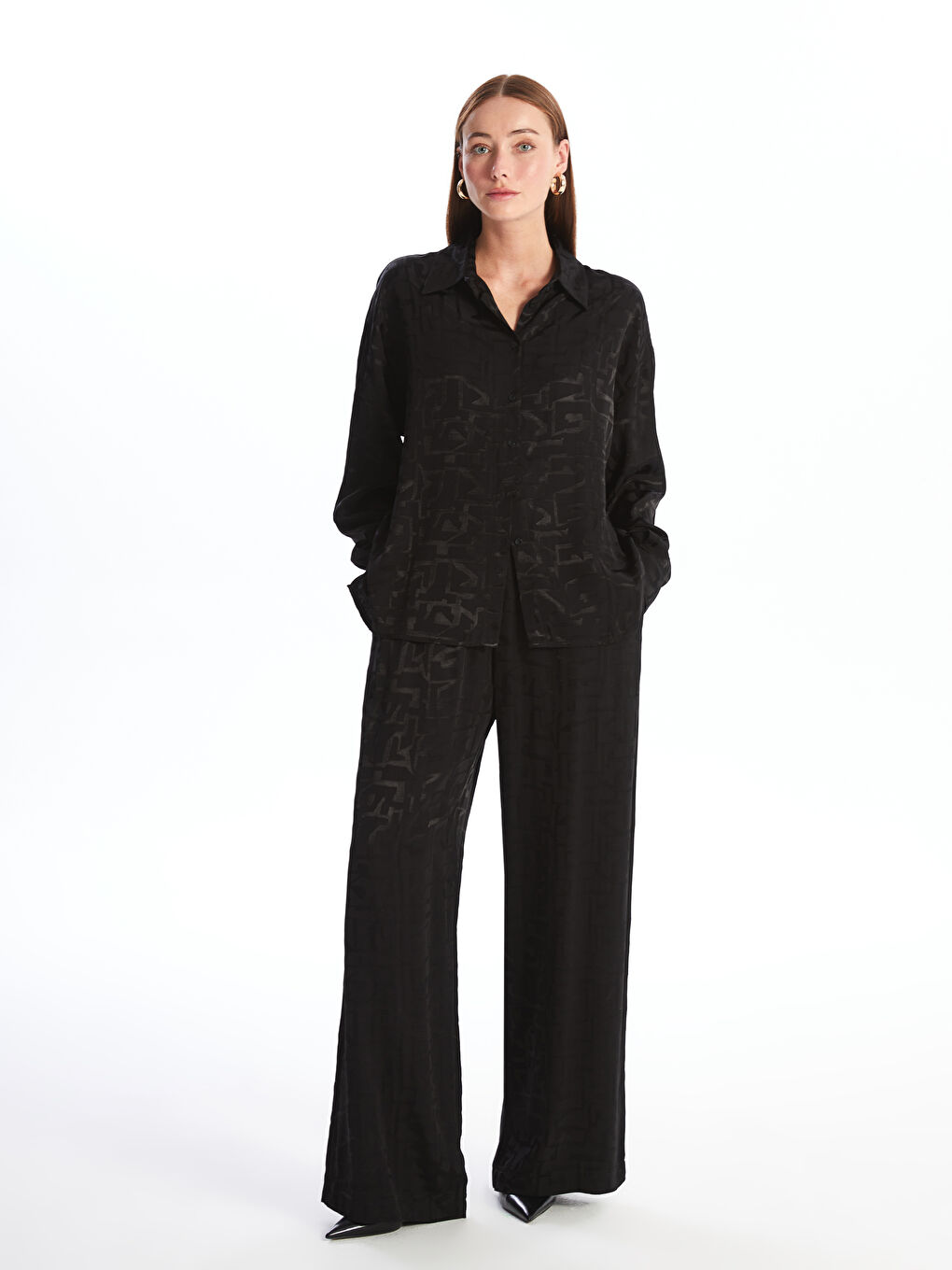 LCWAIKIKI Classic Elasticated Waist Relaxed Fit Patterned Women's Trousers -S4NR04Z8-CVL