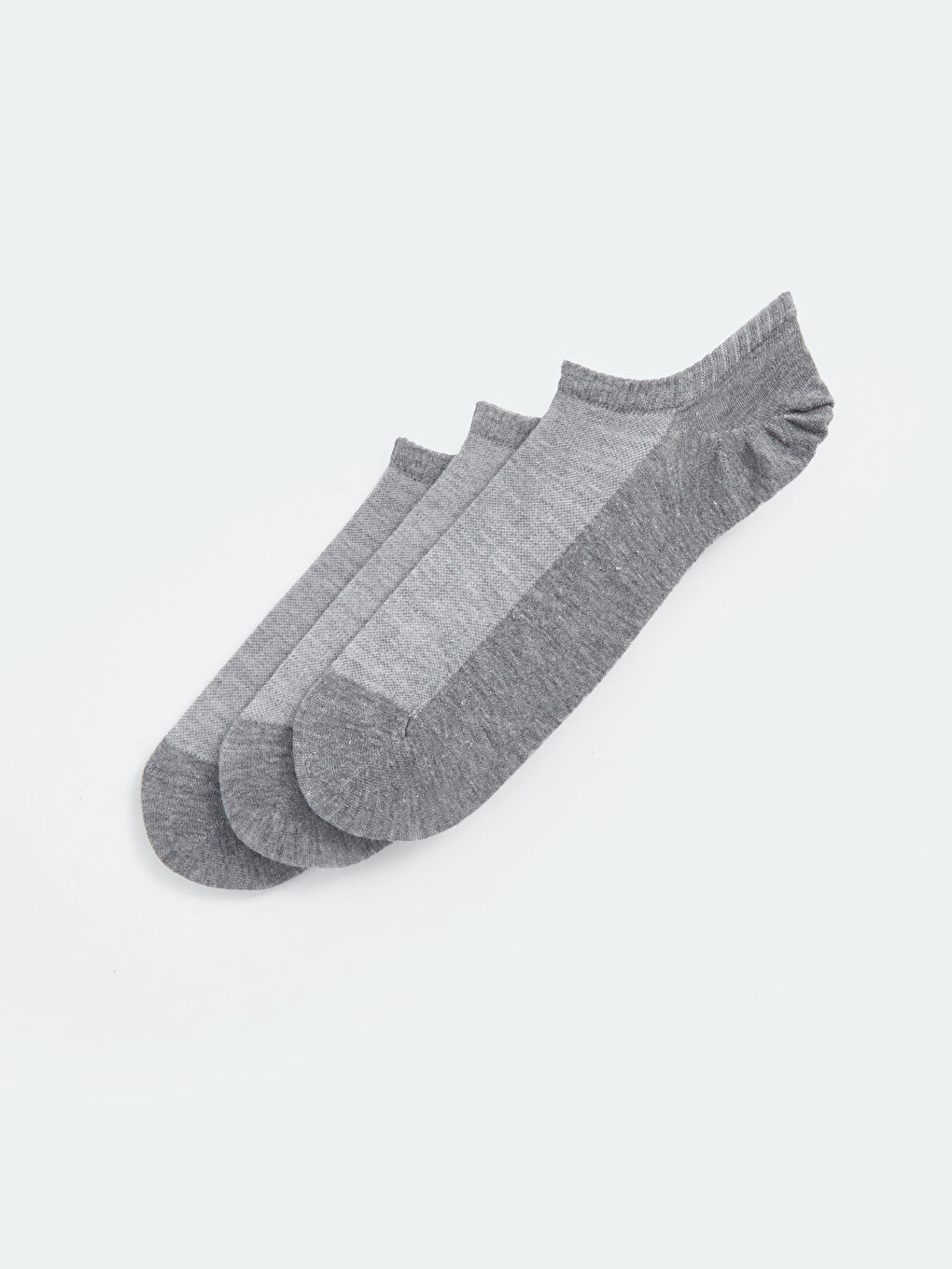 Gri Düz Erkek Patik Çorap 3'lü