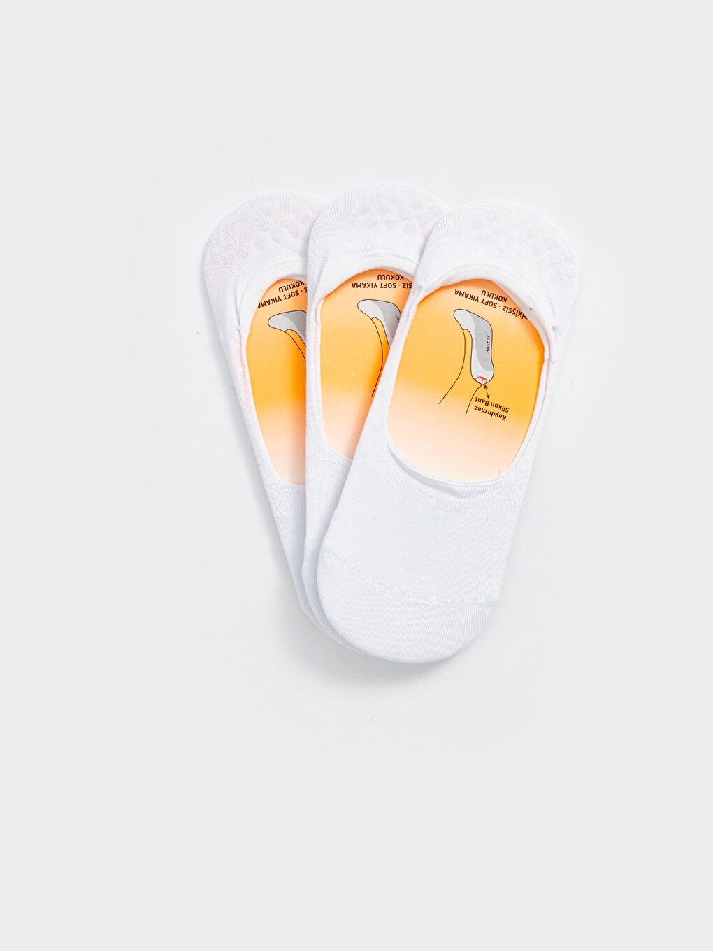 Beyaz Modal 3'lü Kadın Babet Çorap-1