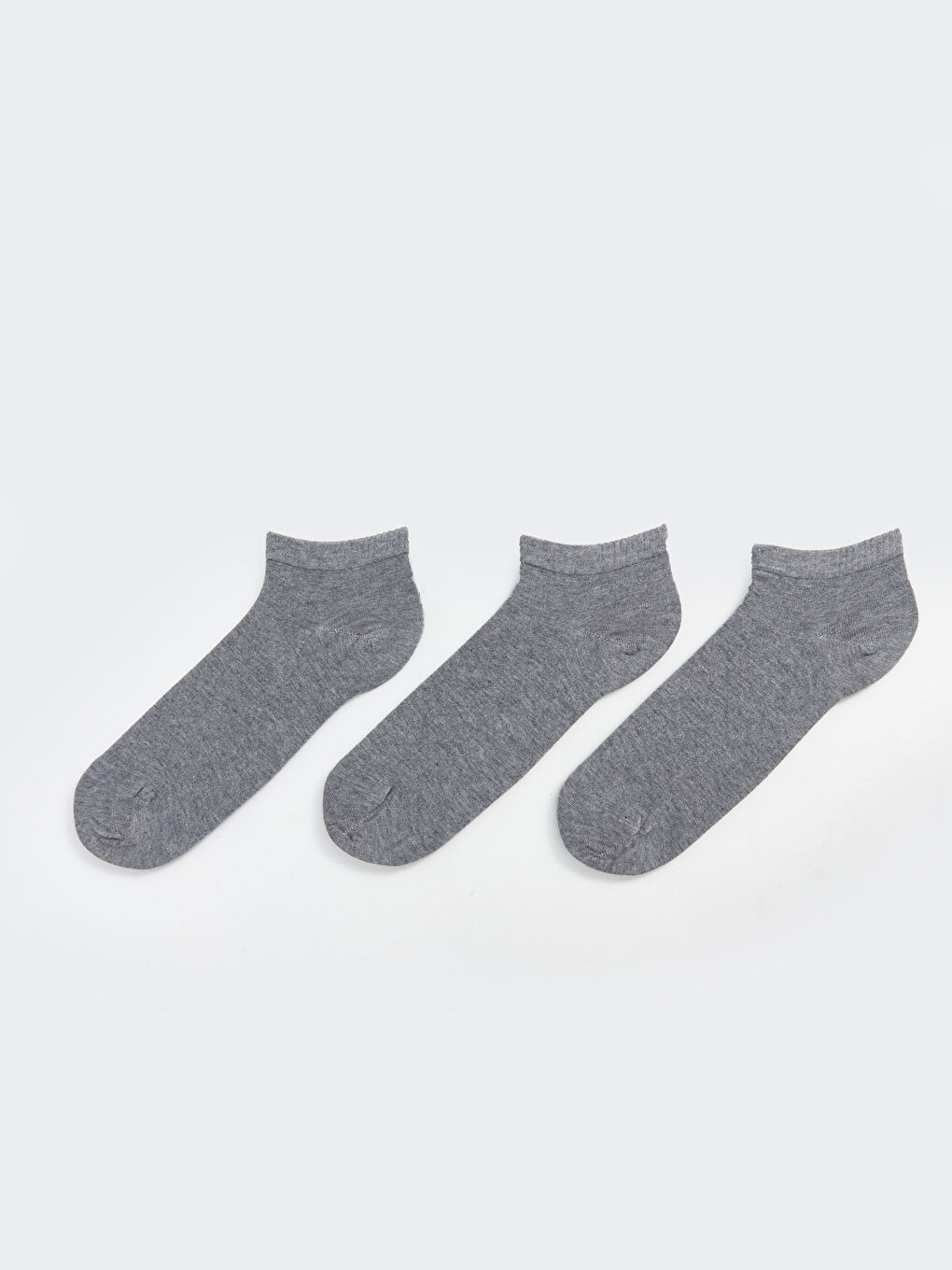 Gri Düz Erkek Patik Çorap 3'lü