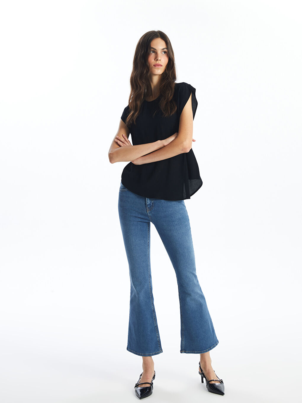 LCW Jeans Orta İndigo Rodeo Mars Flare Kadın Jean Pantolon