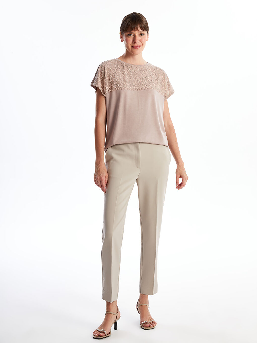 Crew Neck Embroidered Short Sleeve Women's T-Shirt -S4NS86Z8-GFR