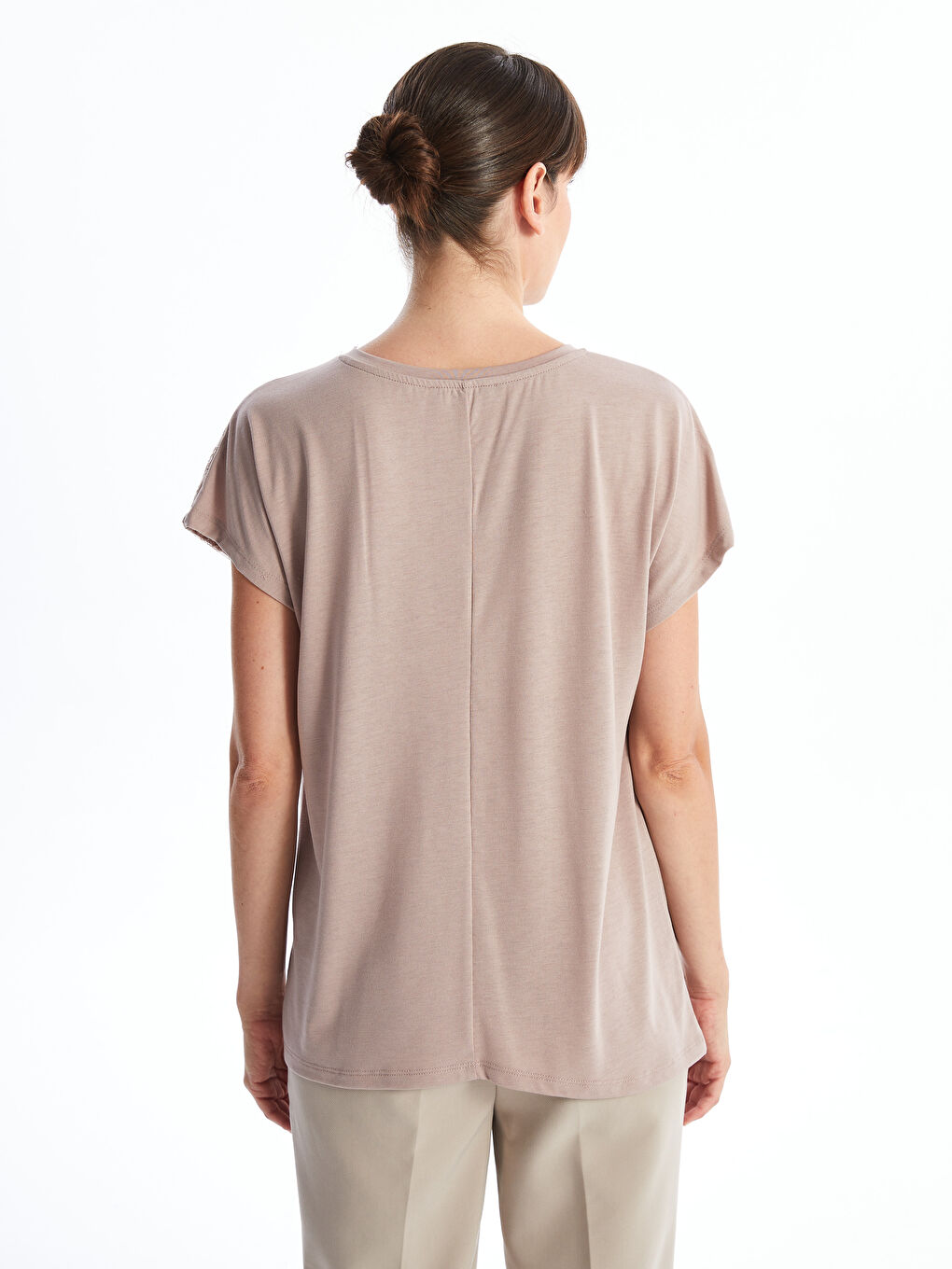 Crew Neck Embroidered Short Sleeve Women's T-Shirt -S4NS86Z8-GFR
