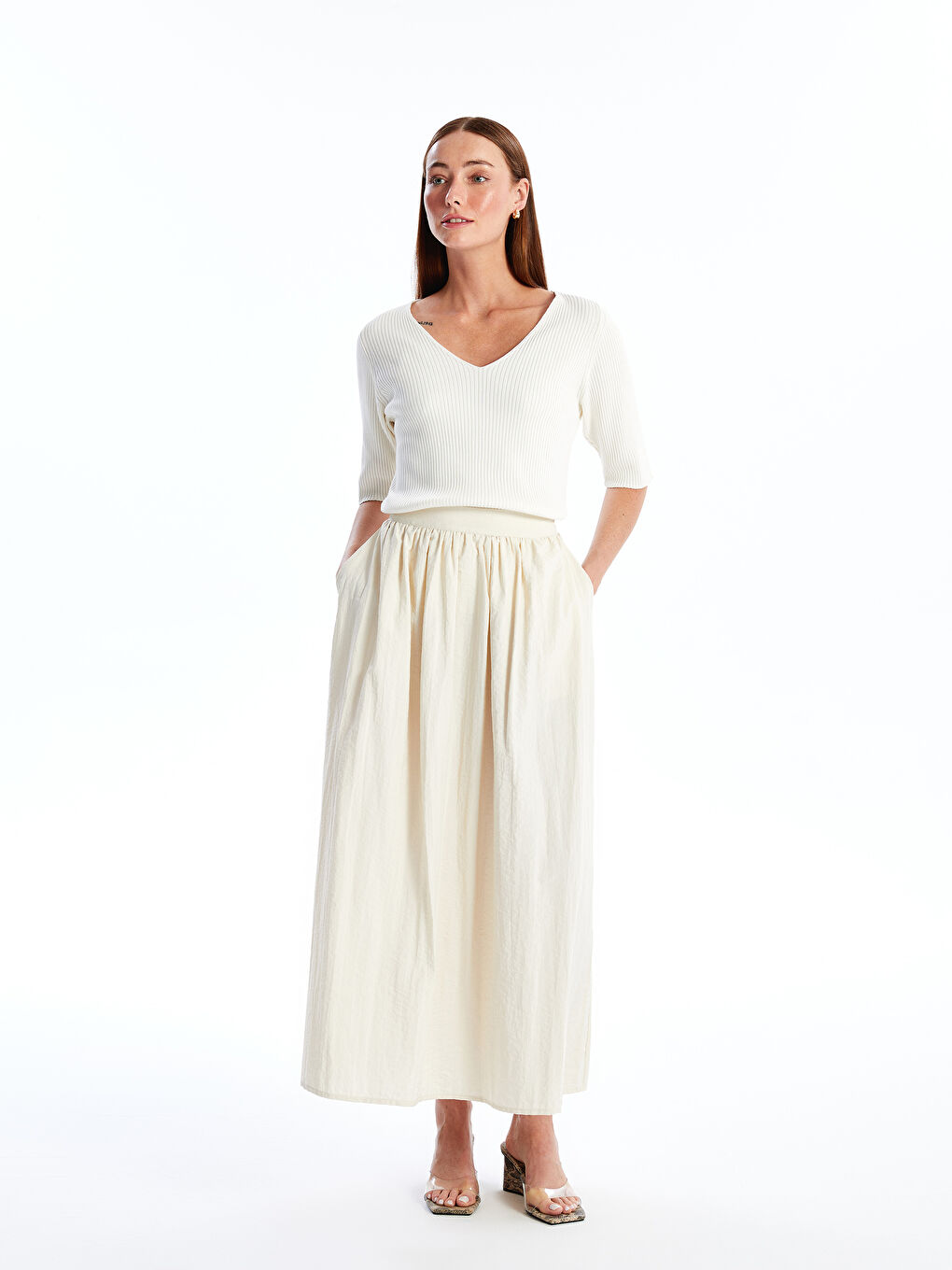 Elastic Waist Straight A-Cut Women's Skirt -S4NS92Z8-YH6