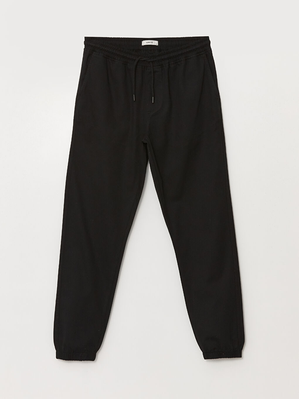 Siyah Standart Kalıp Gabardin Erkek Jogger Pantolon-4