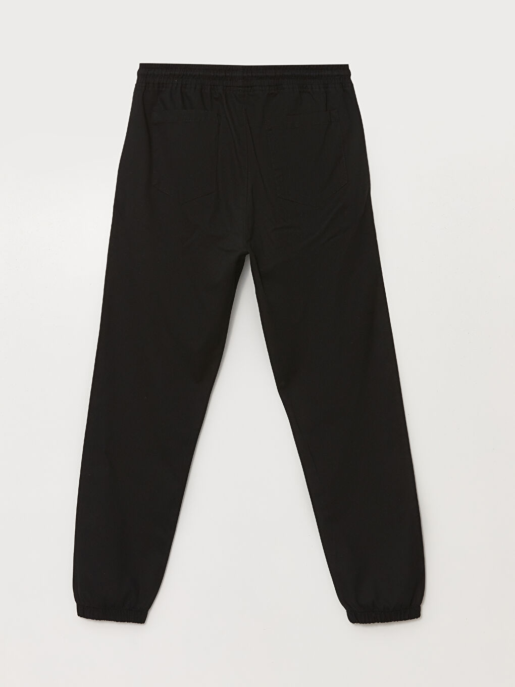 Siyah Standart Kalıp Gabardin Erkek Jogger Pantolon-5