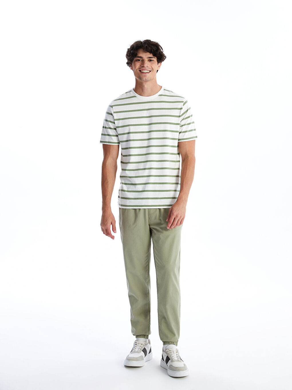 Haki Standart Kalıp Gabardin Erkek Jogger Pantolon