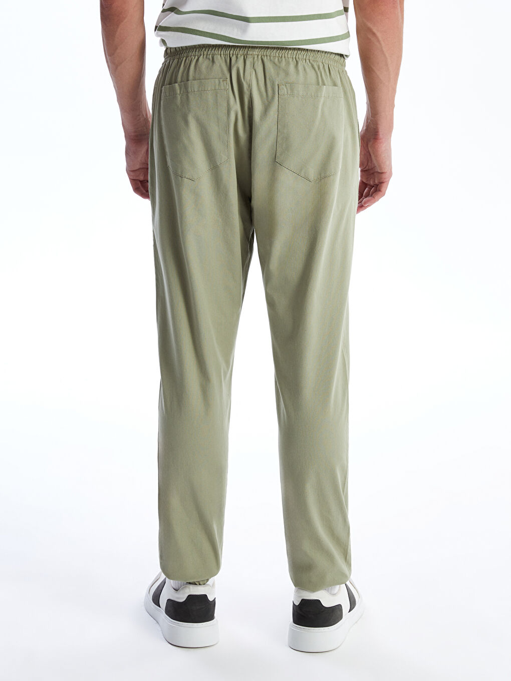 Haki Standart Kalıp Gabardin Erkek Jogger Pantolon-3