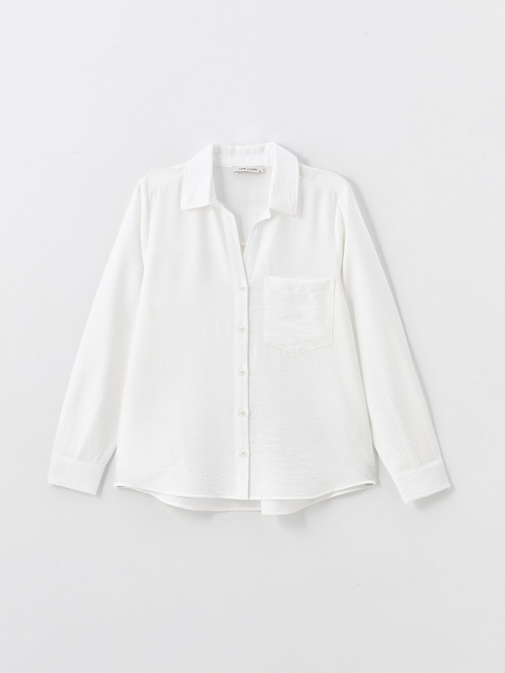 Ekru Düz Uzun Kollu Armürlü Kadın Gömlek-8