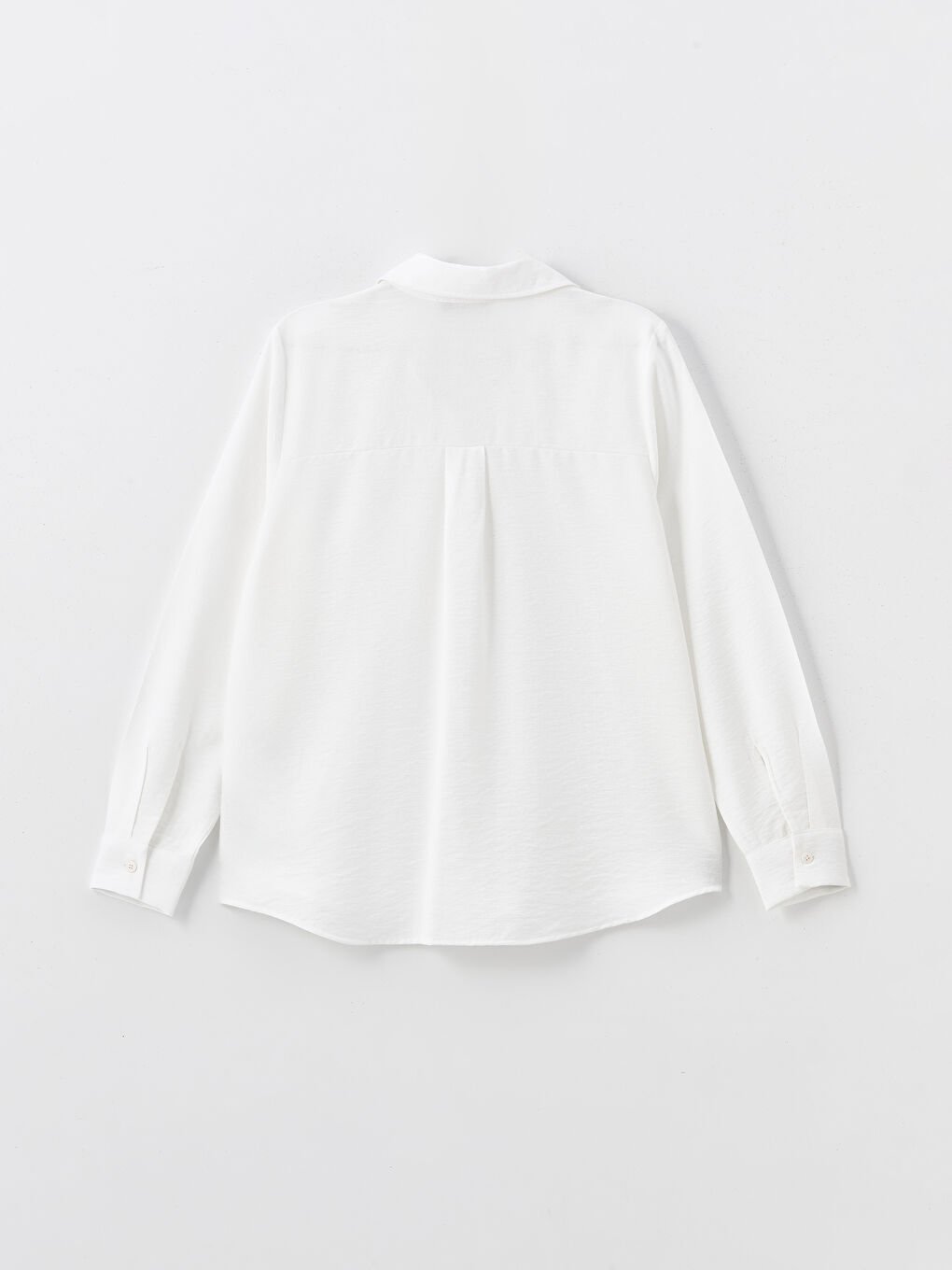 Ekru Düz Uzun Kollu Armürlü Kadın Gömlek-9