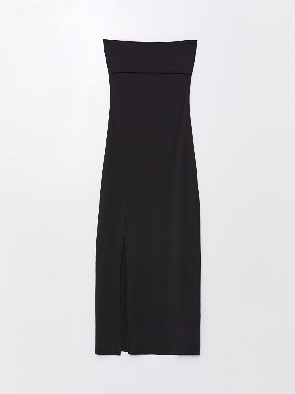 Siyah Kadın Staraplez Yaka Düz Elbise-3