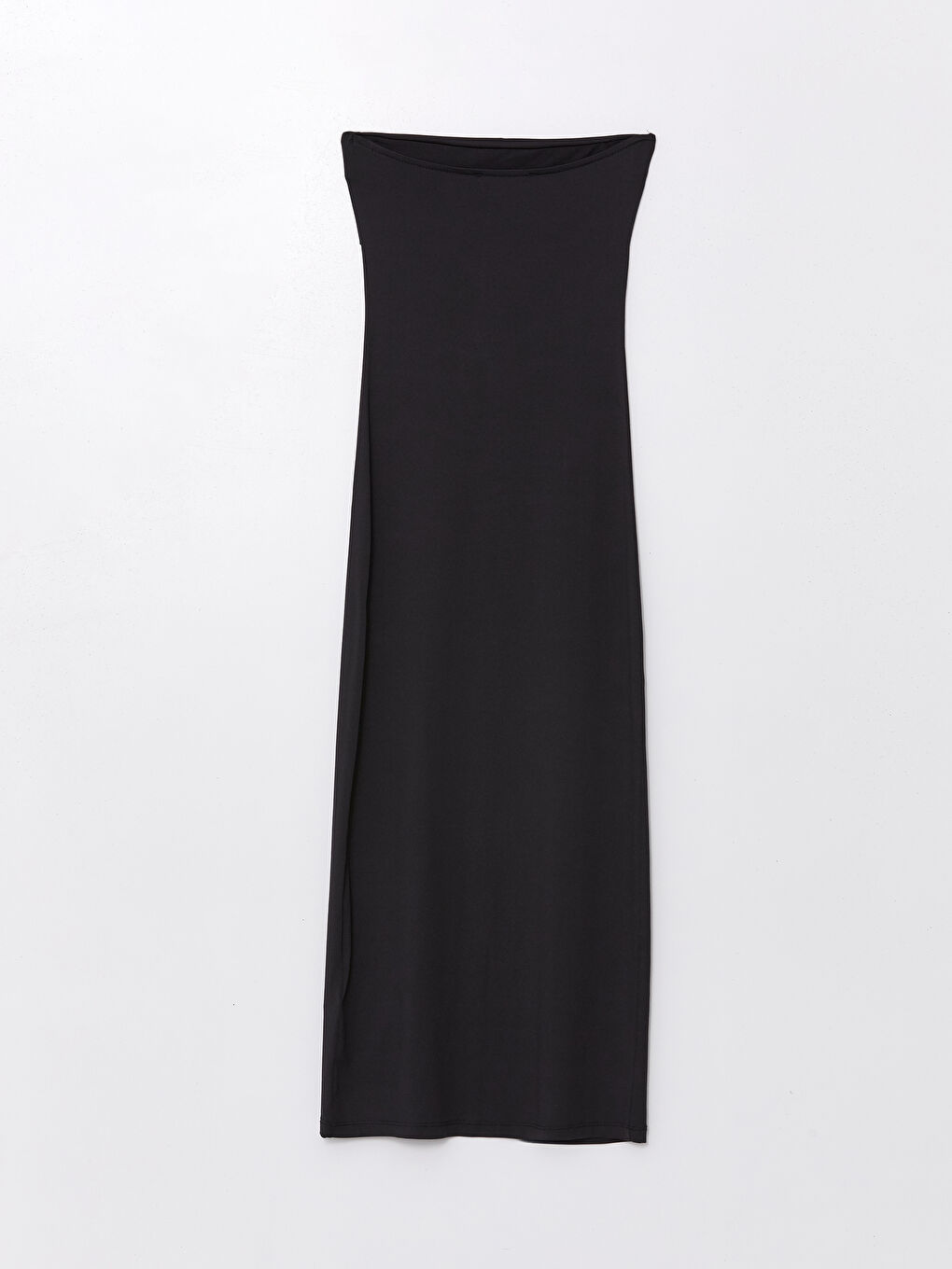 Siyah Kadın Staraplez Yaka Düz Elbise-4