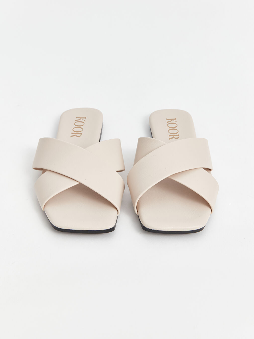 Bej Çapraz Bantlı Kadın Terlik-1