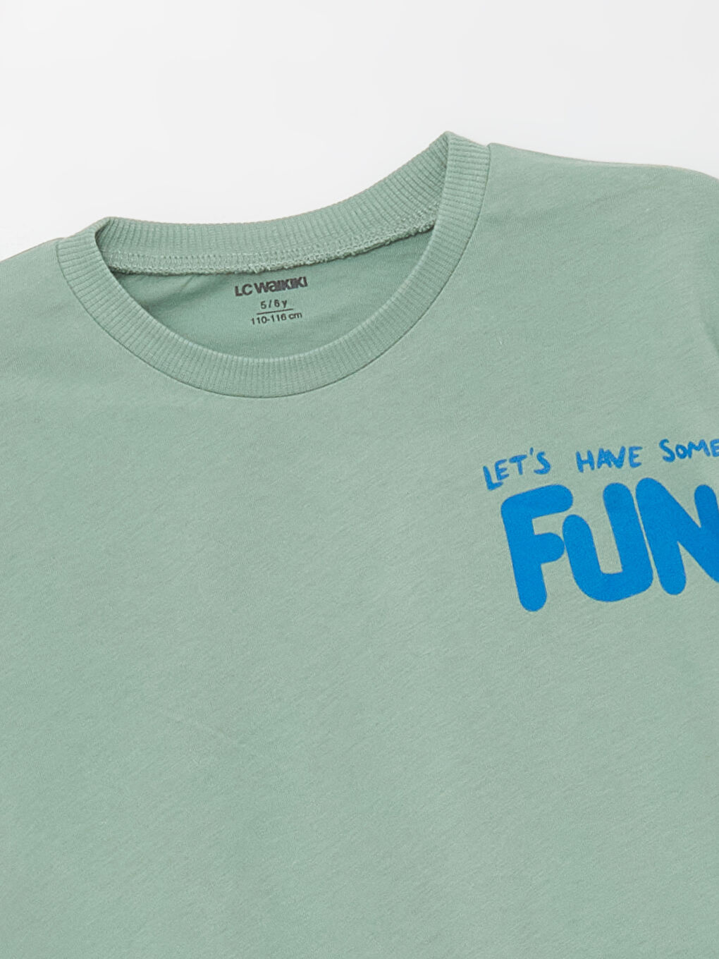 Yeşil Bisiklet Yaka Baskılı Erkek Çocuk Tişört-1