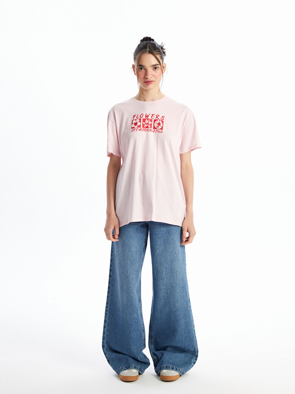 Crew Neck Printed Short Sleeve Women's T-shirt -S4NY75Z8-YBN