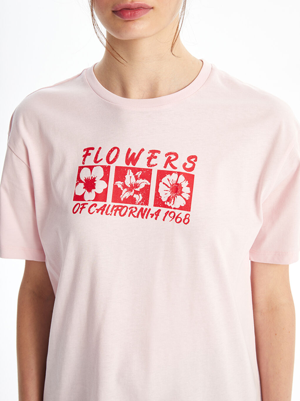 Crew Neck Printed Short Sleeve Women's T-shirt -S4NY75Z8-YBN