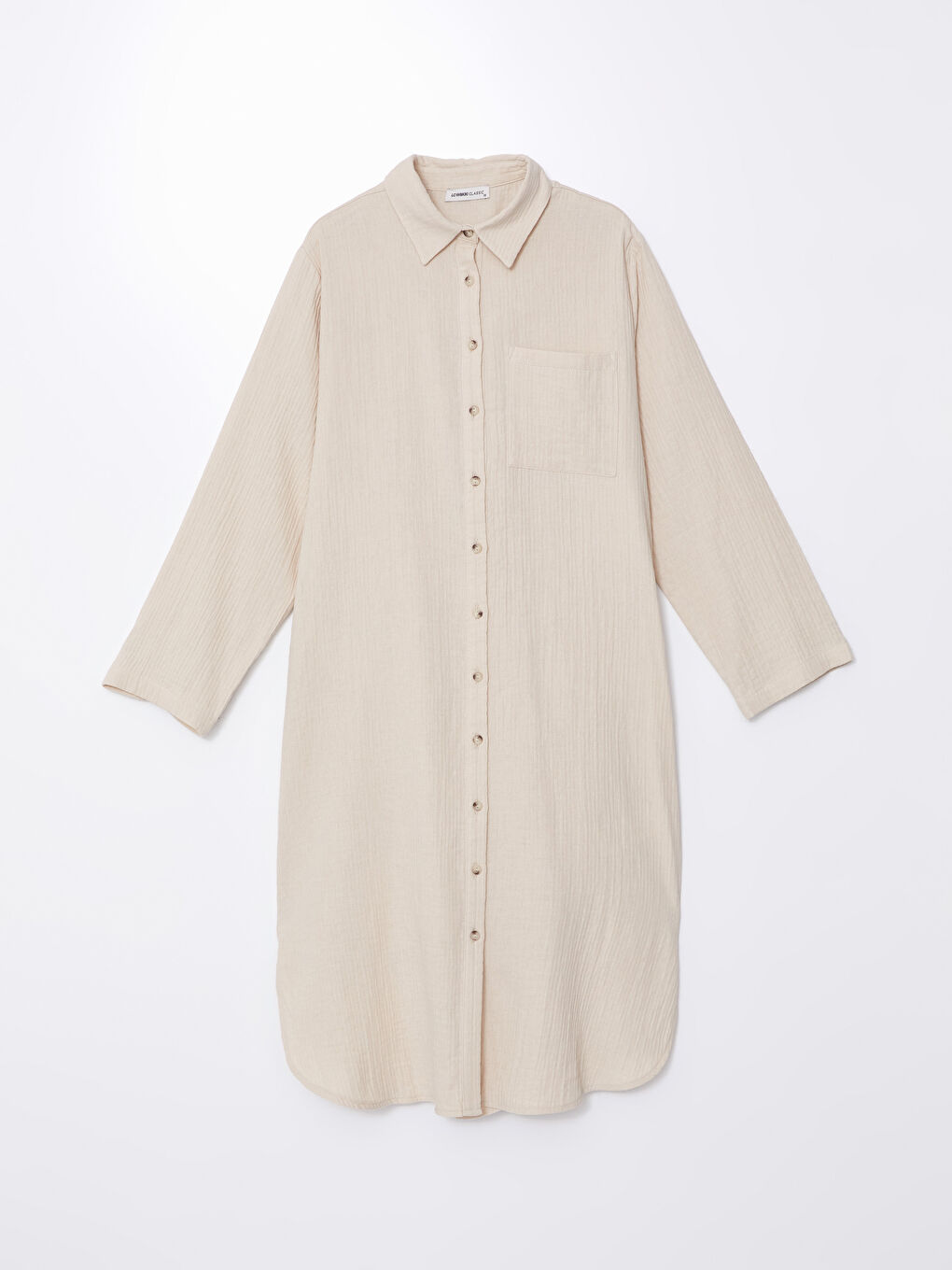 Plain Long Sleeve Women Shirt Dress -S4O018Z8-DXR