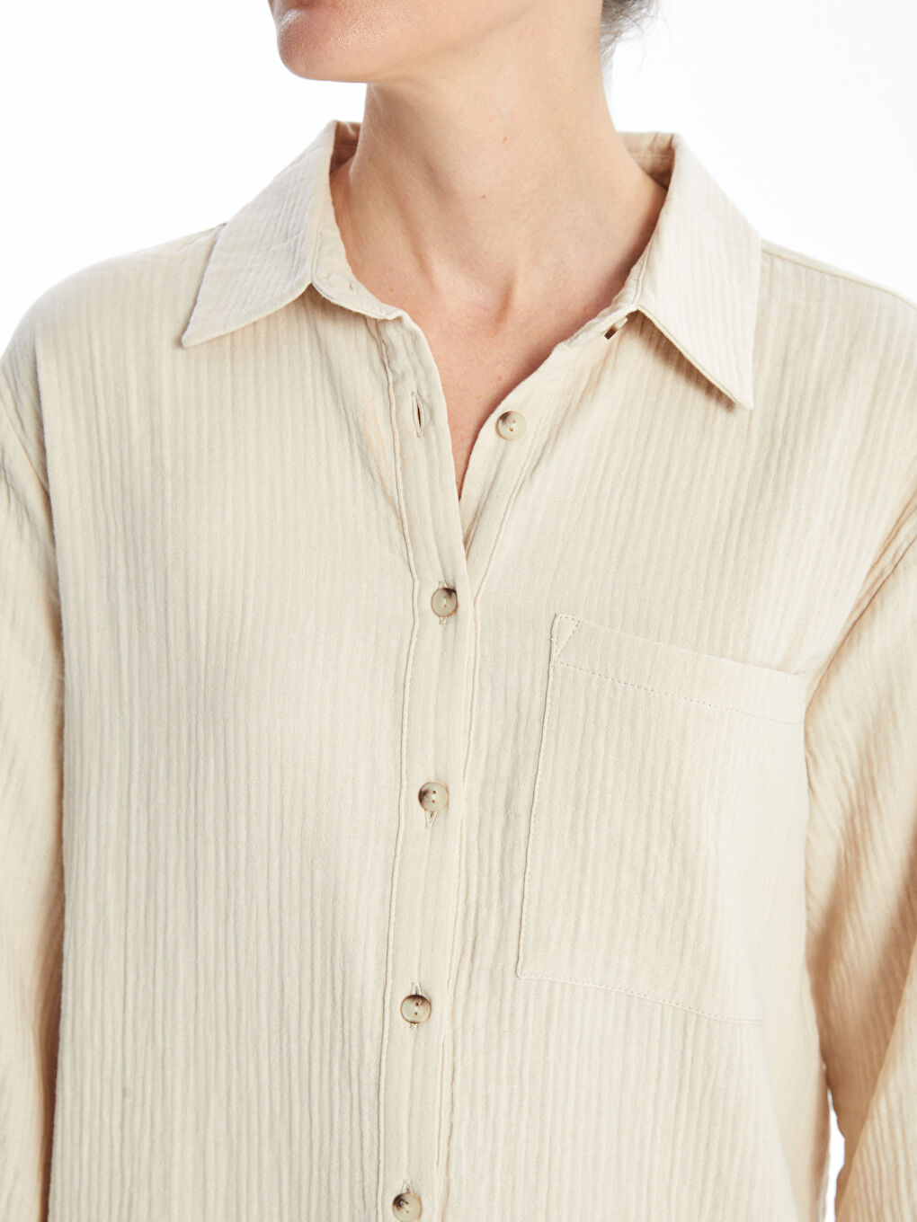 Plain Long Sleeve Women Shirt Dress -S4O018Z8-DXR