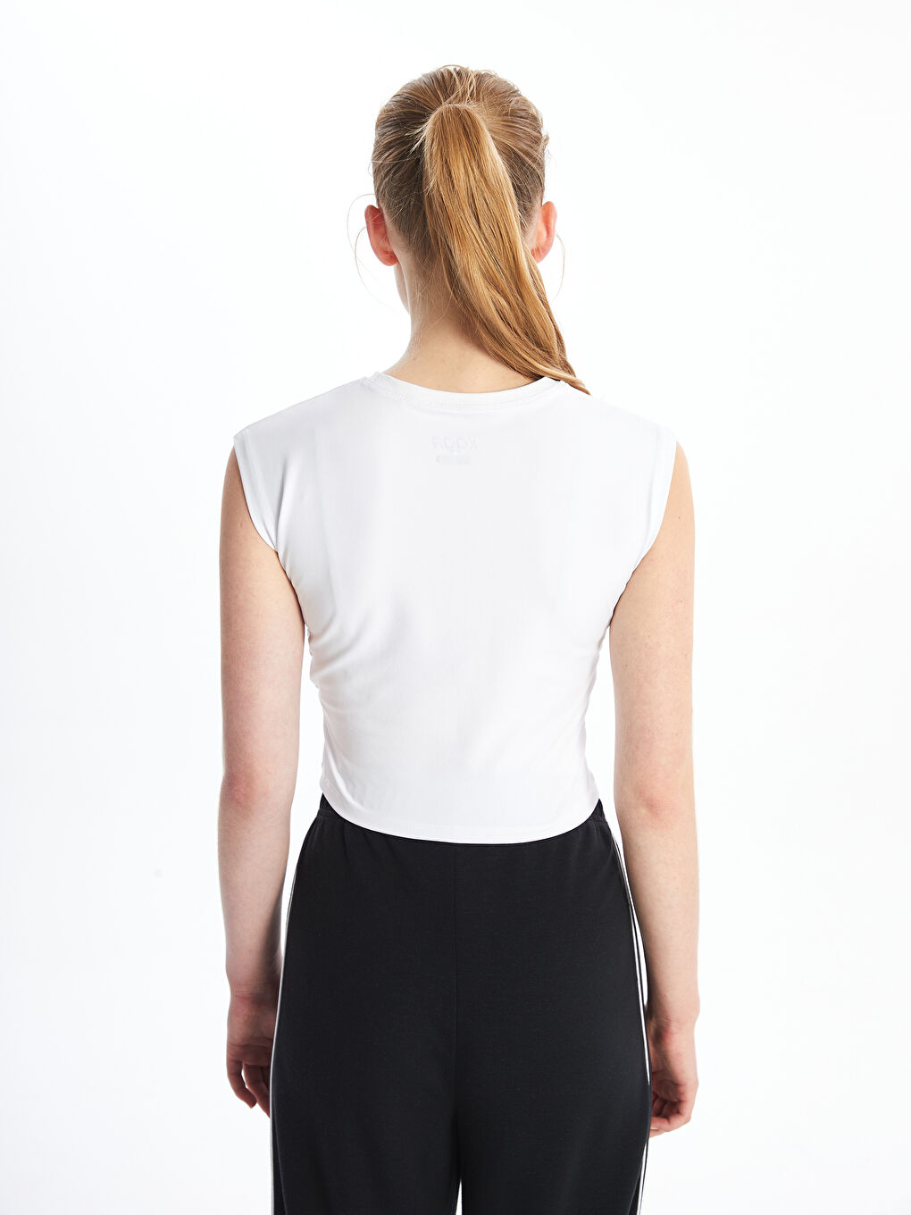 Koor Crop Top za Žene sa Okruglim Izrezom i Naborima -S4O033Z8-J5E