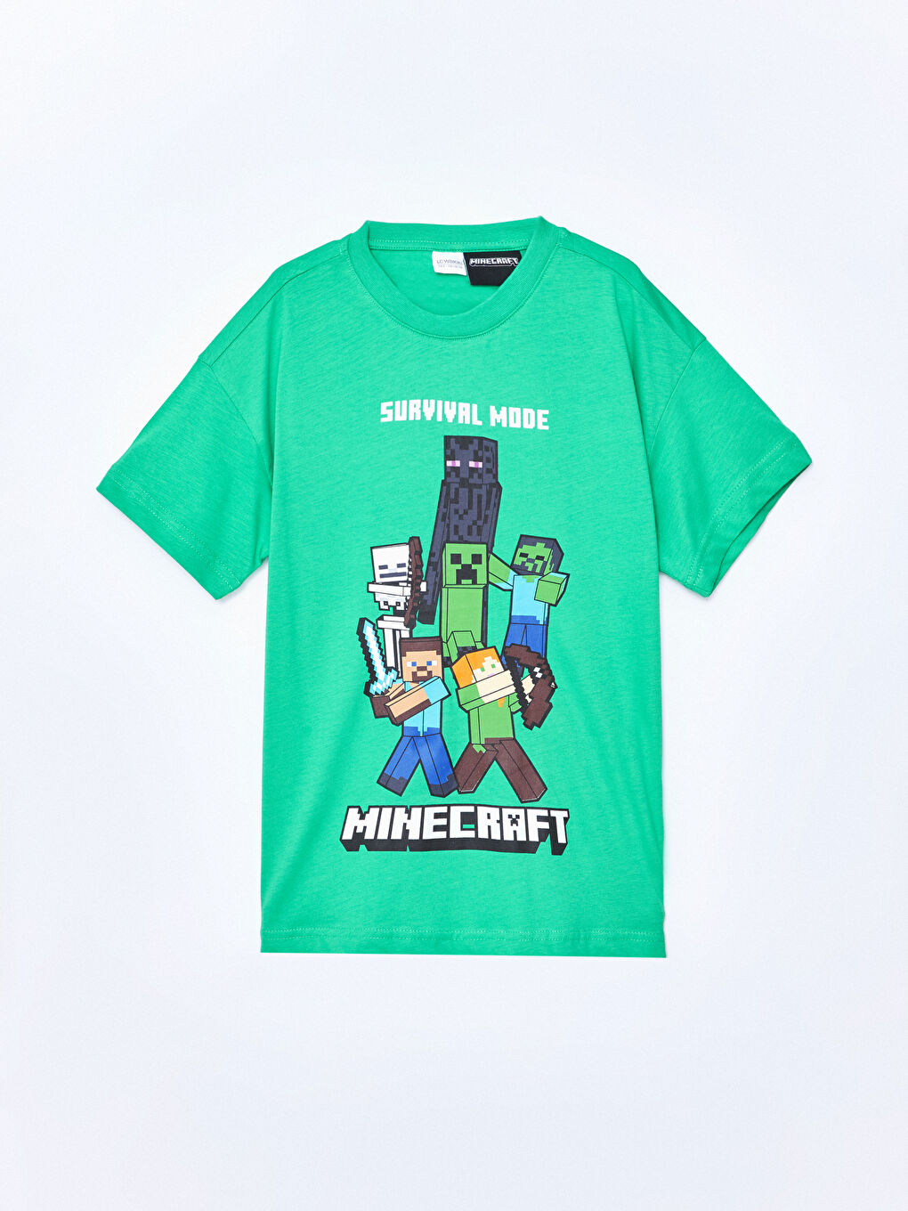 LCW Kids Yeşil Bisiklet Yaka Minecraft Baskılı Erkek Çocuk Şortlu Pijama Takımı - 1