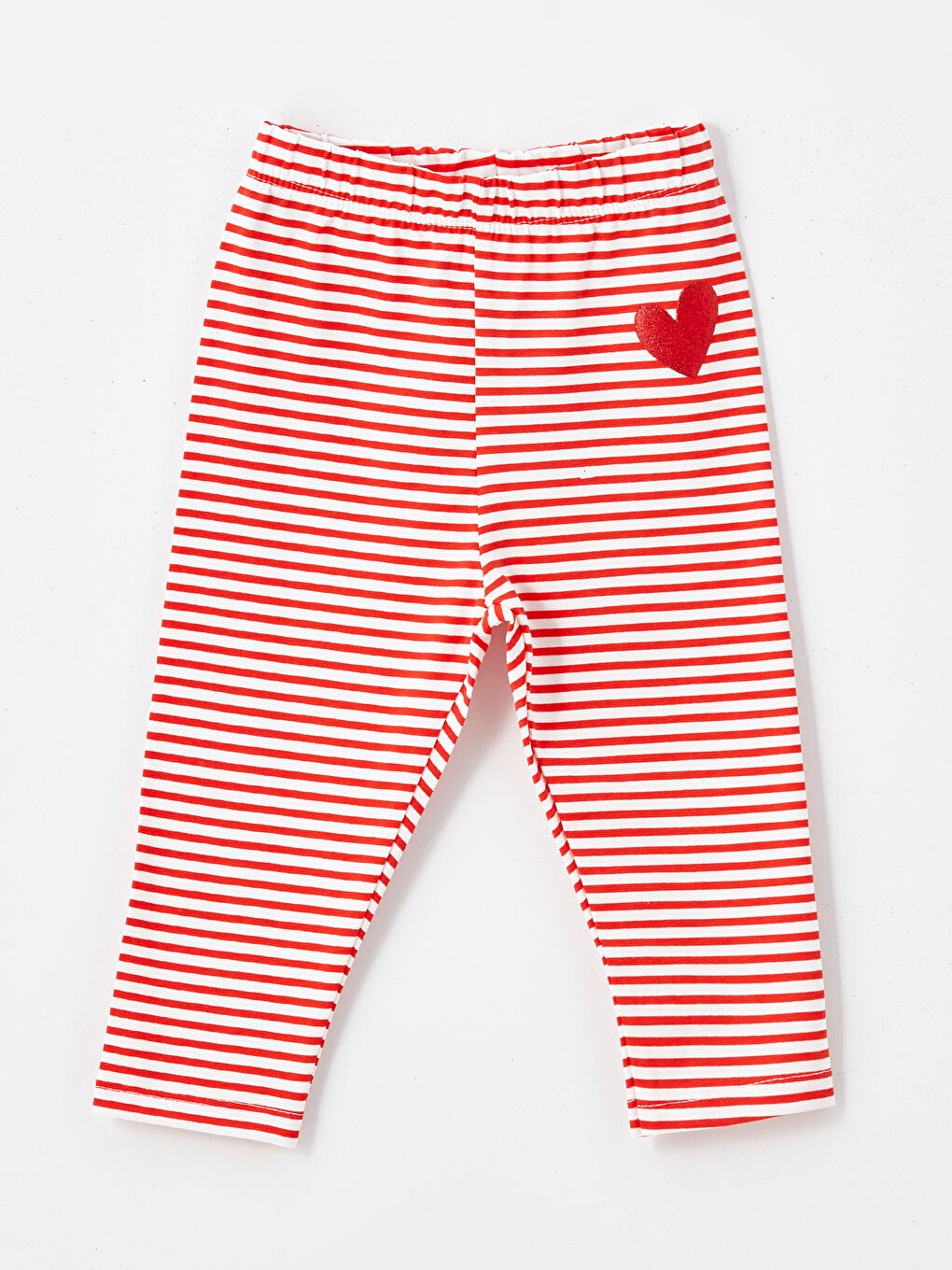 Kırmızı Beli Lastikli Kız Bebek Baskılı Tayt