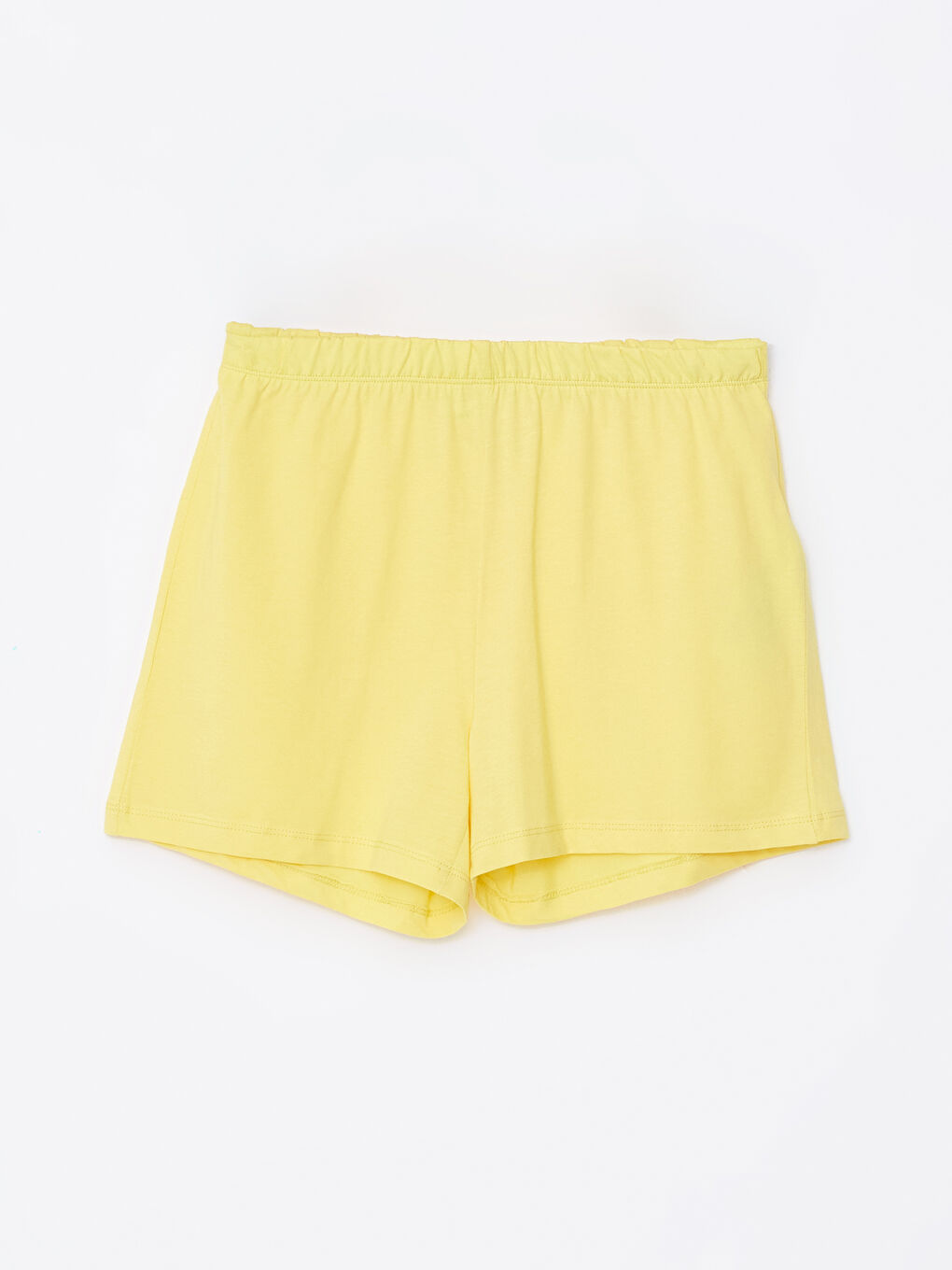 Sarı Beli Lastikli Kadın Şort Pijama Altı