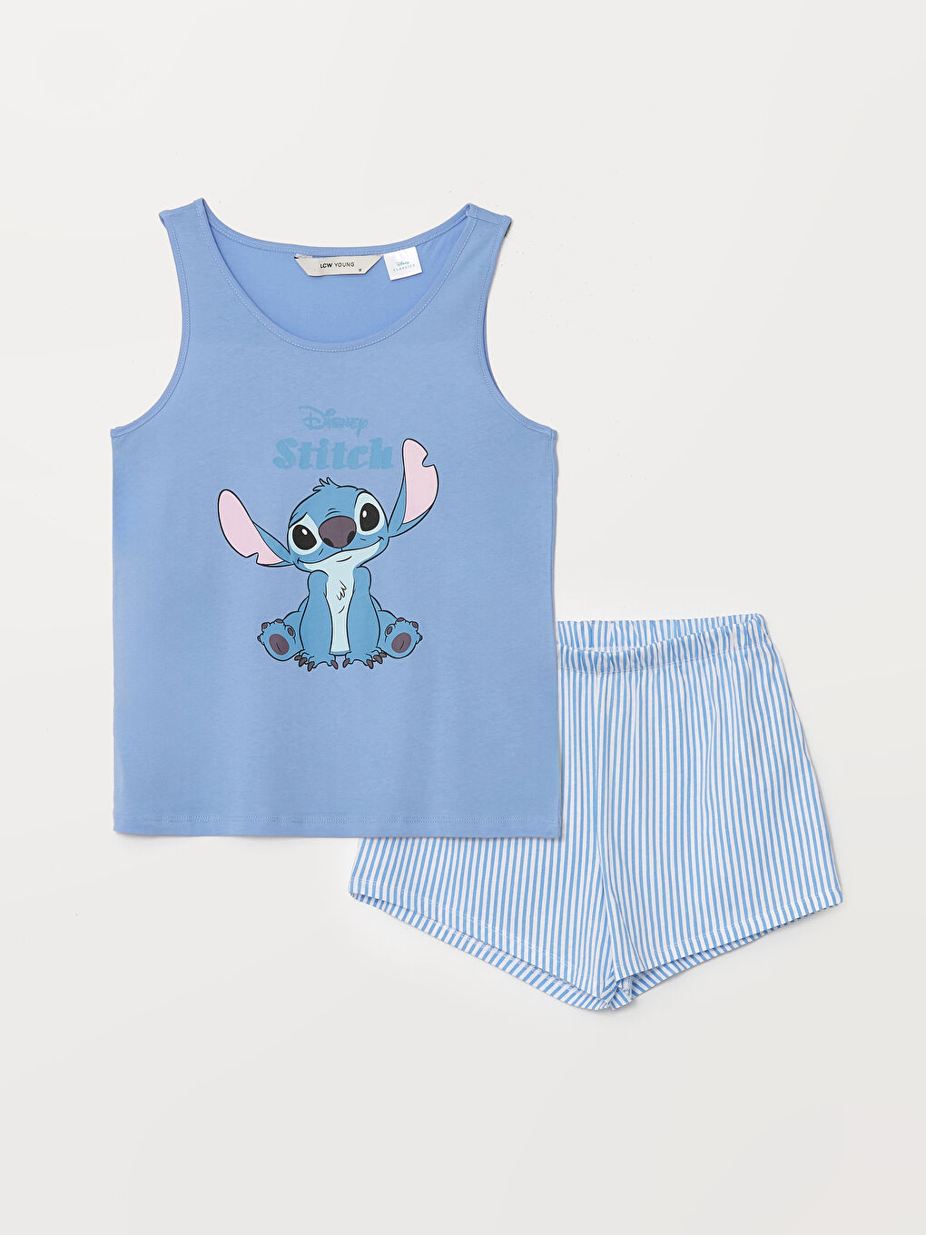 Crew Neck Lilo & Stitch Printed Women's Pajama Set with Shorts -S4O072Z8-LU7