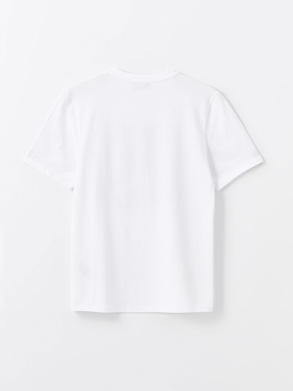 Beyaz Bisiklet Yaka Kısa Kollu Baskılı Penye Erkek Tişört-5