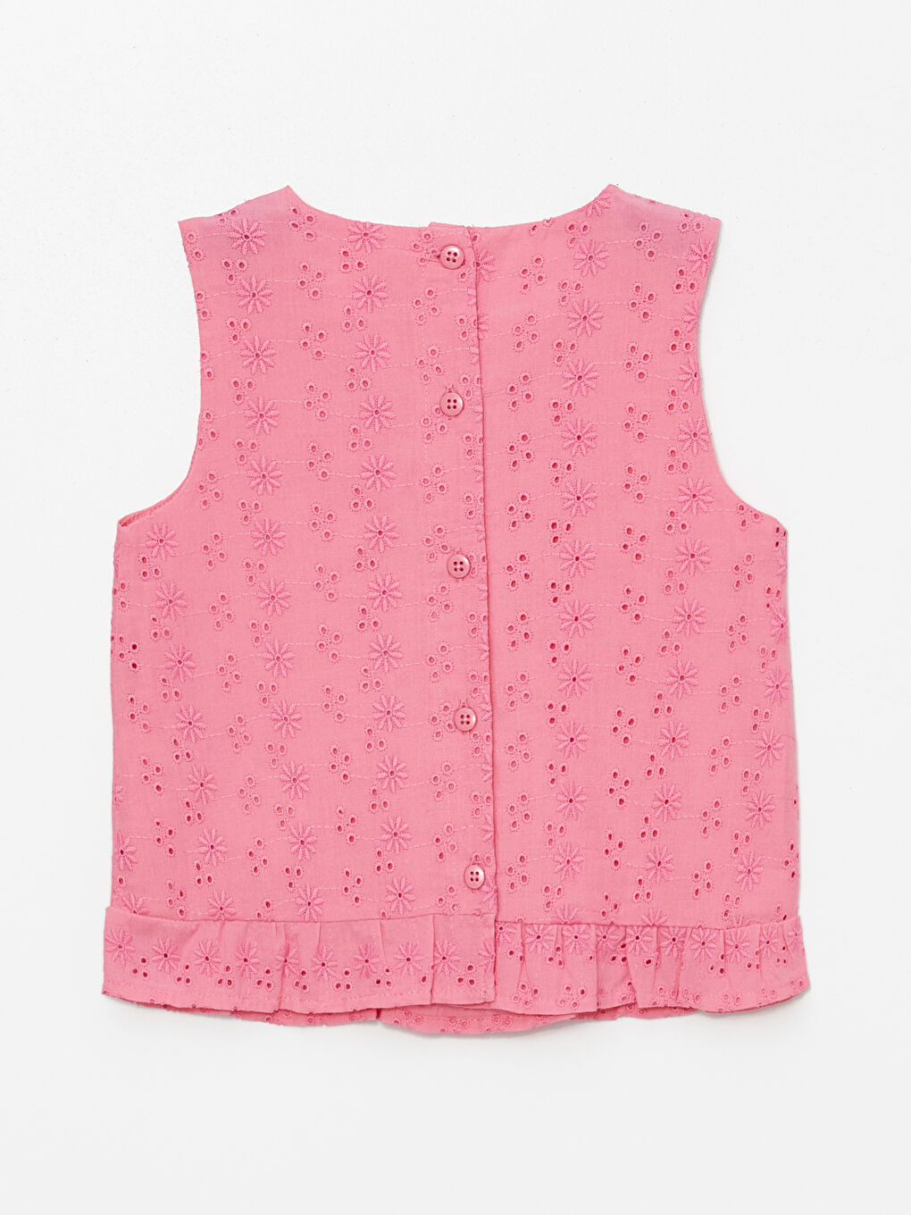 LCW Kids Pembe Bisiklet Yaka Kolsuz Nakışlı Kız Çocuk Bluz - 1
