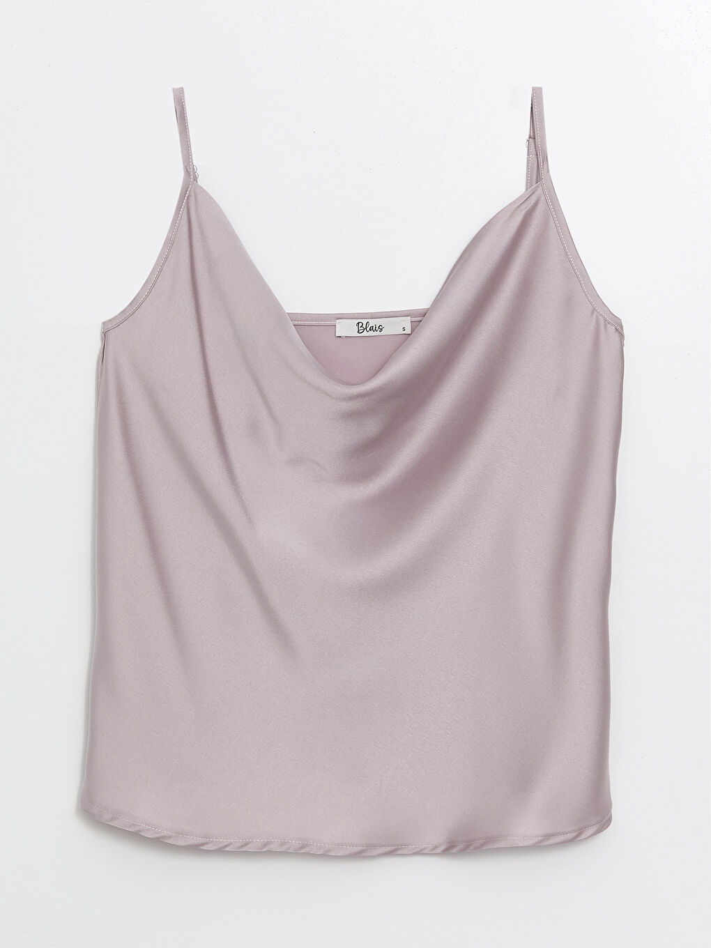 Pembe Dökümlü Yaka Düz Askılı Kadın Bluz-4