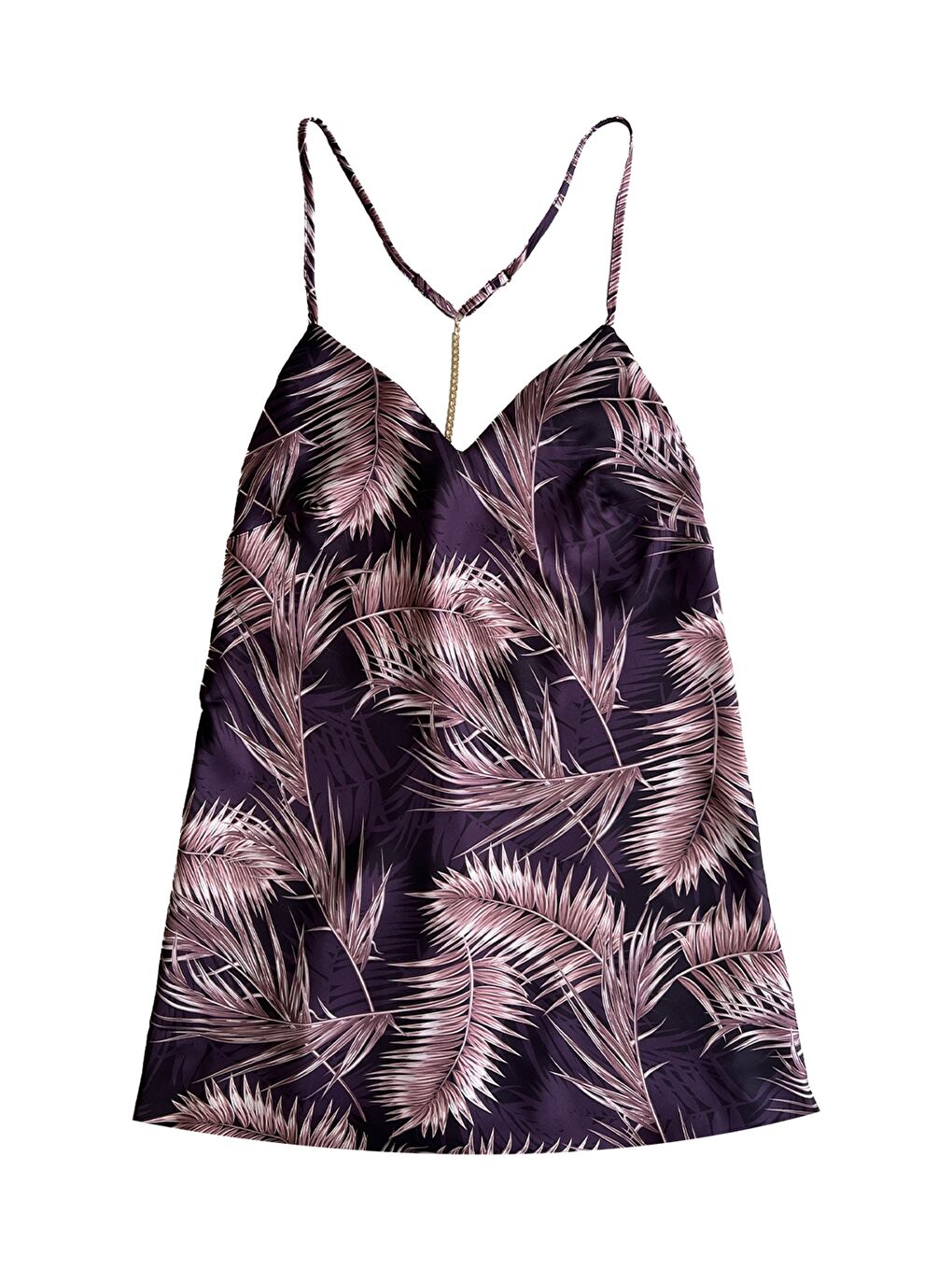 Karışık Sırt Zincir Detaylı Desenli Saten Kadın Babydoll Gecelik-4