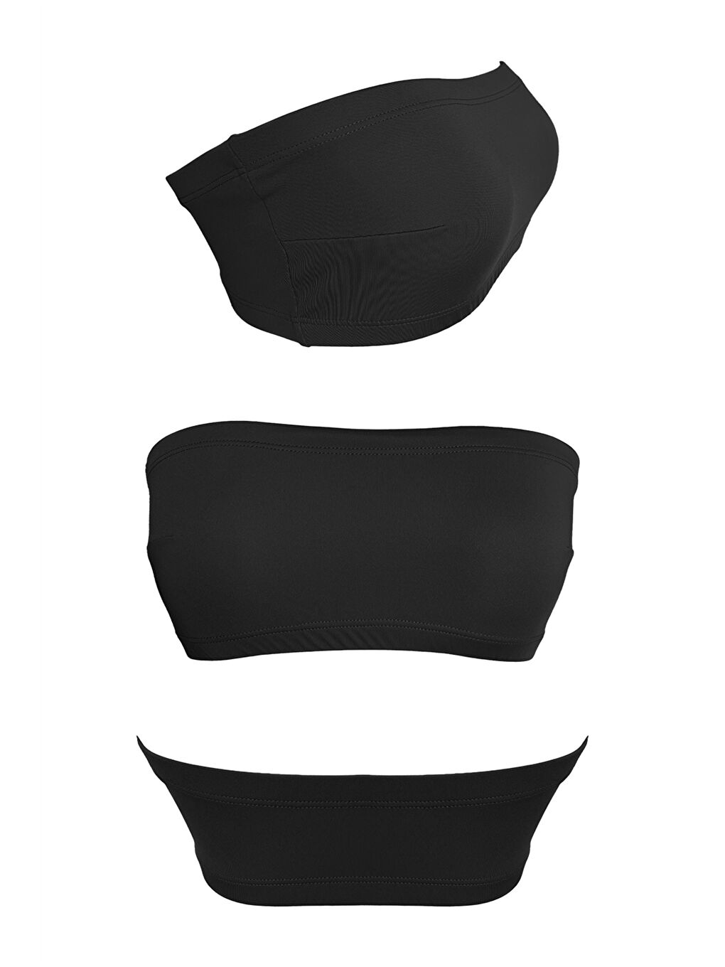 Siyah Straplez Crop Top Büstiyer